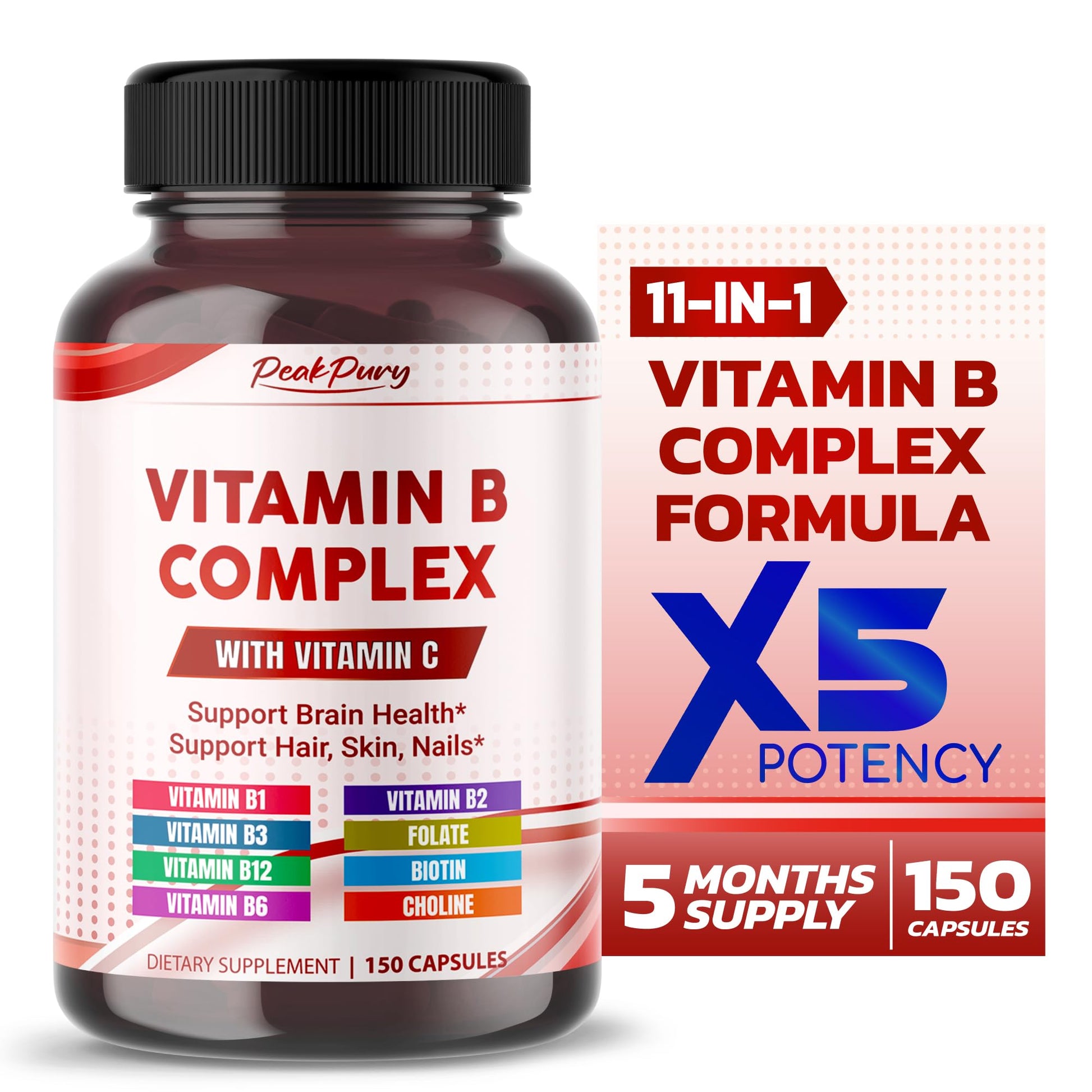 PEAKPURY Ultra Vitamin B Complex with Vitamin C Capsule, 150 Count