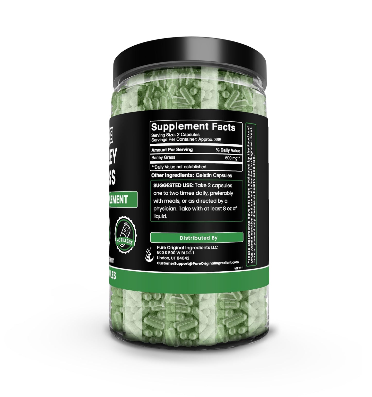 PURE ORIGINAL INGREDIENTS Barley Grass Capsules 1460
