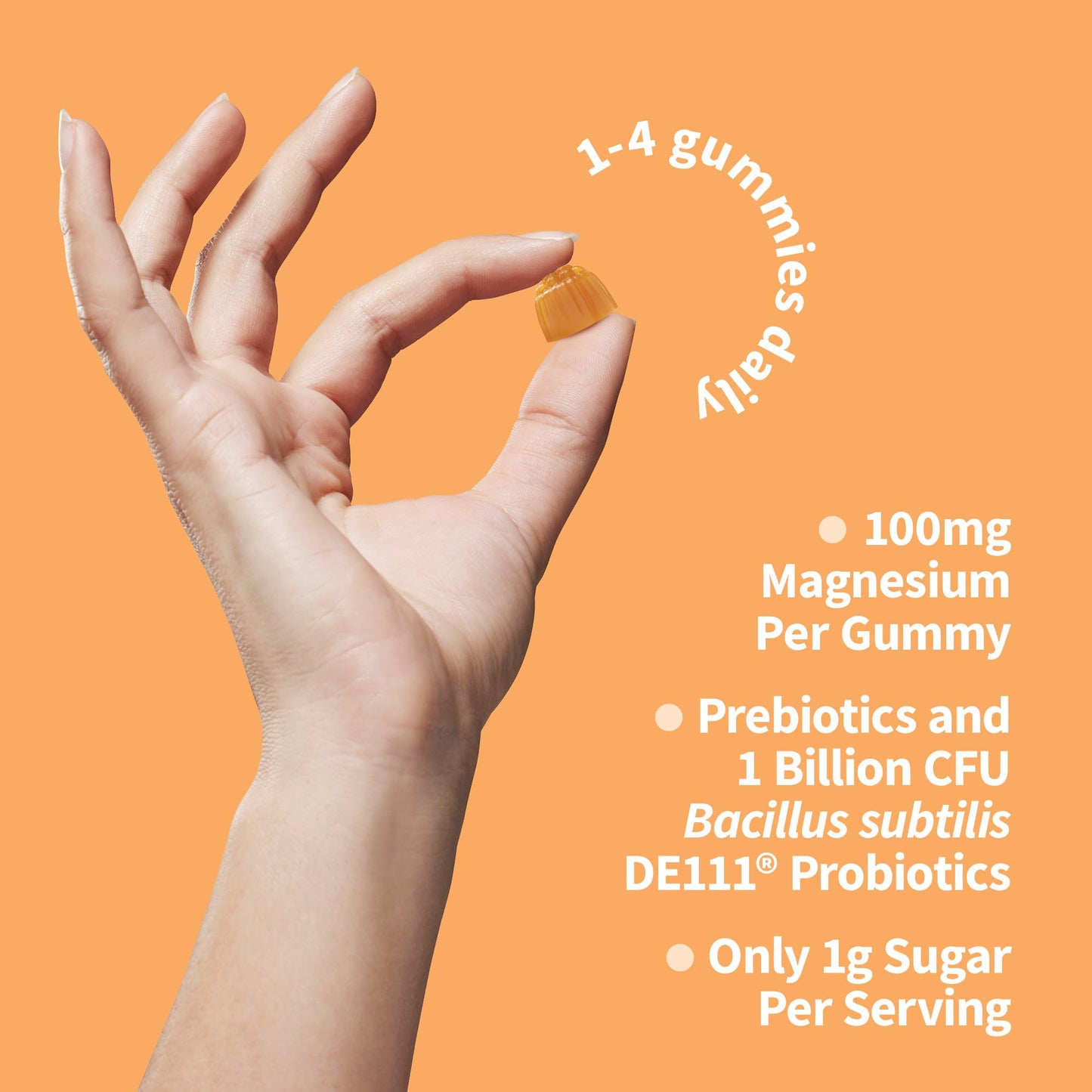 Garden of Life Magnesium Citrate Supplement Gummies with Prebiotics & Probiotics for Stress, Sleep & Recovery - Vegan, Gluten Free, Kosher, Non-GMO, No Added Sugars, Peach Flavor, 60 Gummies