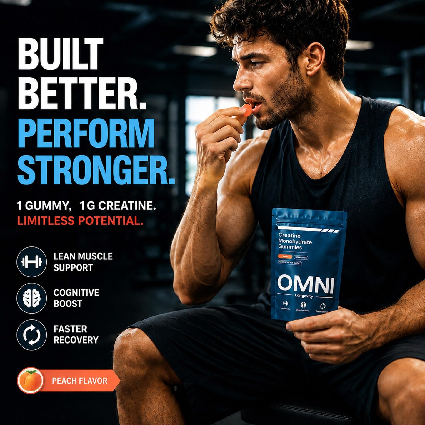 Omni Creatine Gummies Creatine Monohydrate, 90 Count
