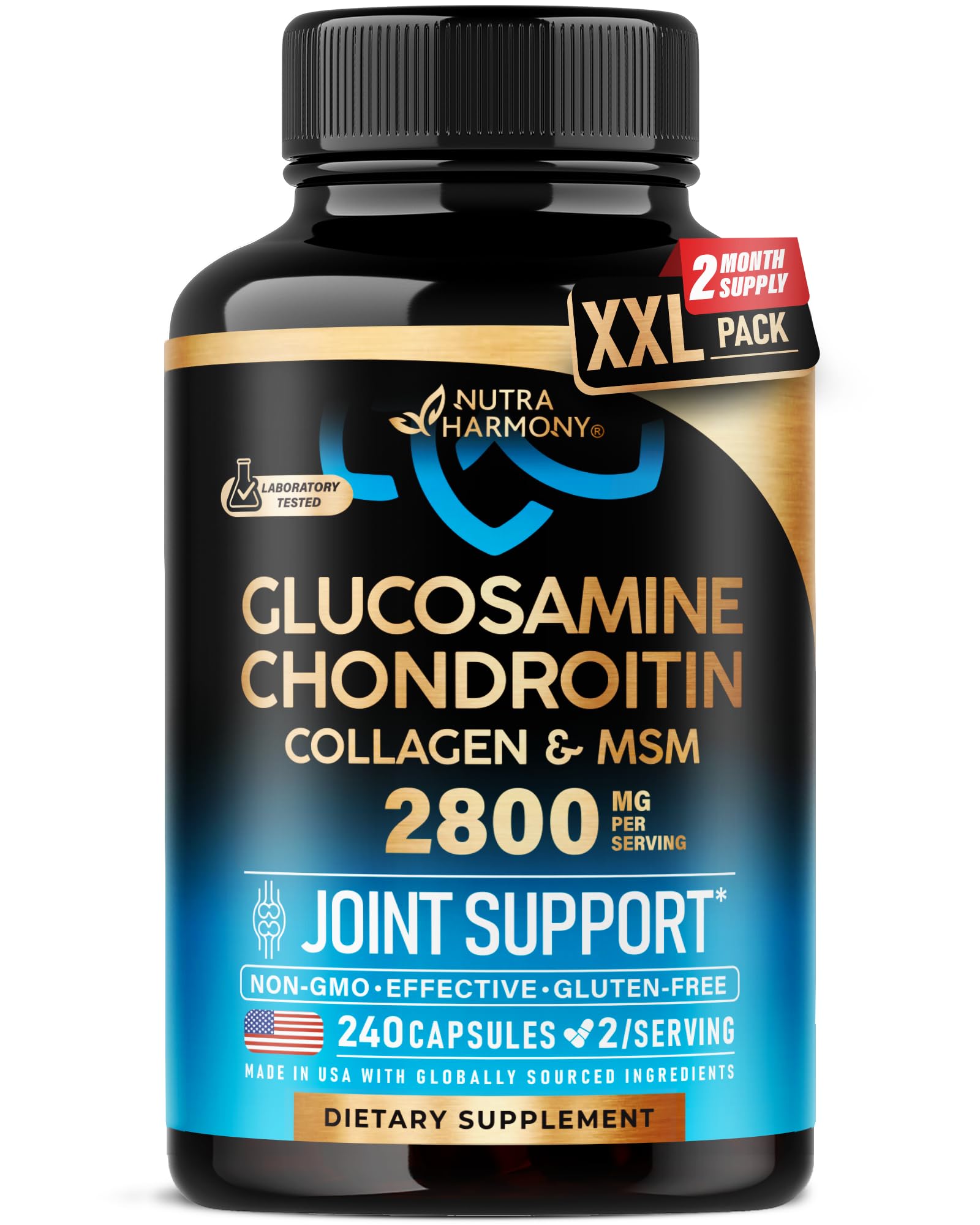 NUTRAHARMONY Glucosamine Chondroitin MSM Collagen 240 Capsules