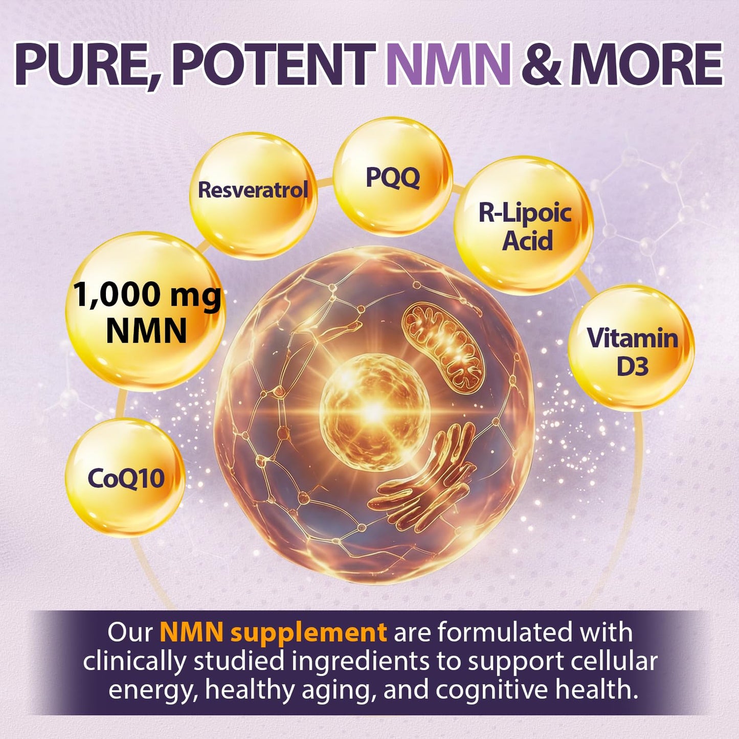 Femmetra Ultra NMN 1000 mg for NAD+, 12-in-1 NAD Supplement with CoQ10 200 mg, PQQ 40 mg, Resveratrol, R-ALA, Methyl B12, L-Methyl Folate, NMNH Alternative, 90 Capsules