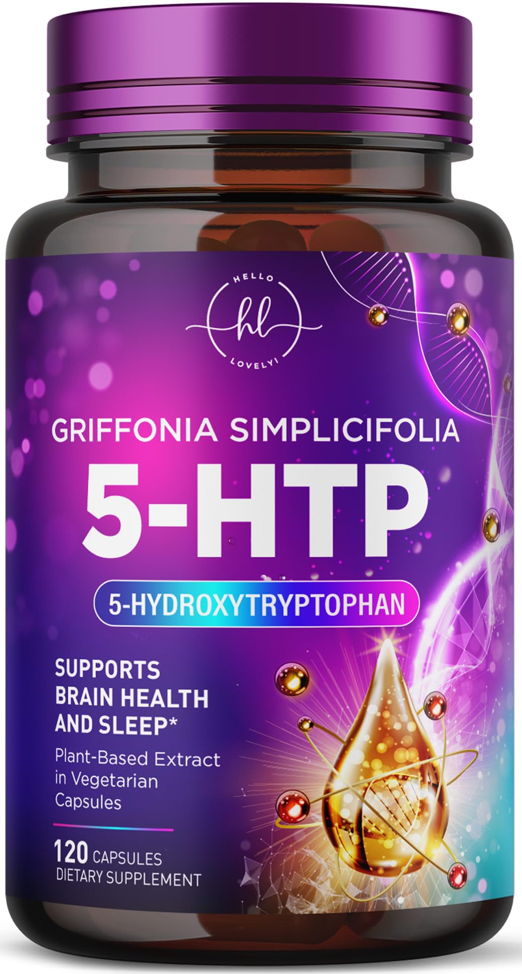 Nature's Nutrition 5-HTP Supplement Capsules - 200mg per Serving, 120 Capsules
