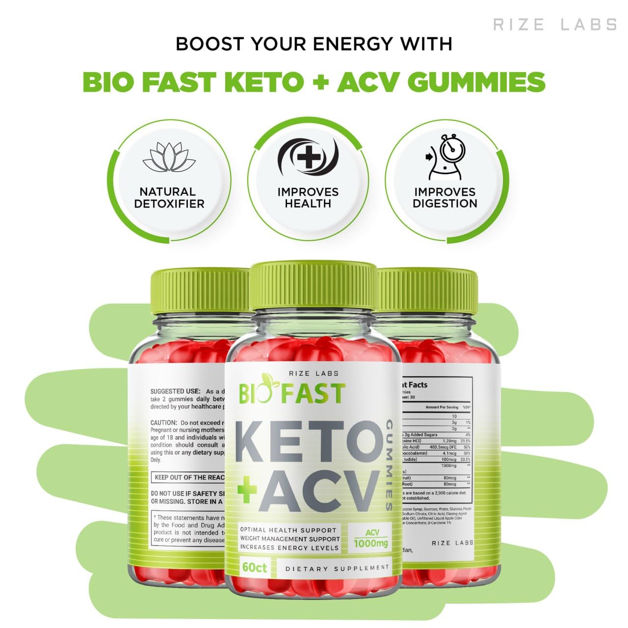 rize labs Biofast Keto ACV Gummies Gummy 60 Count