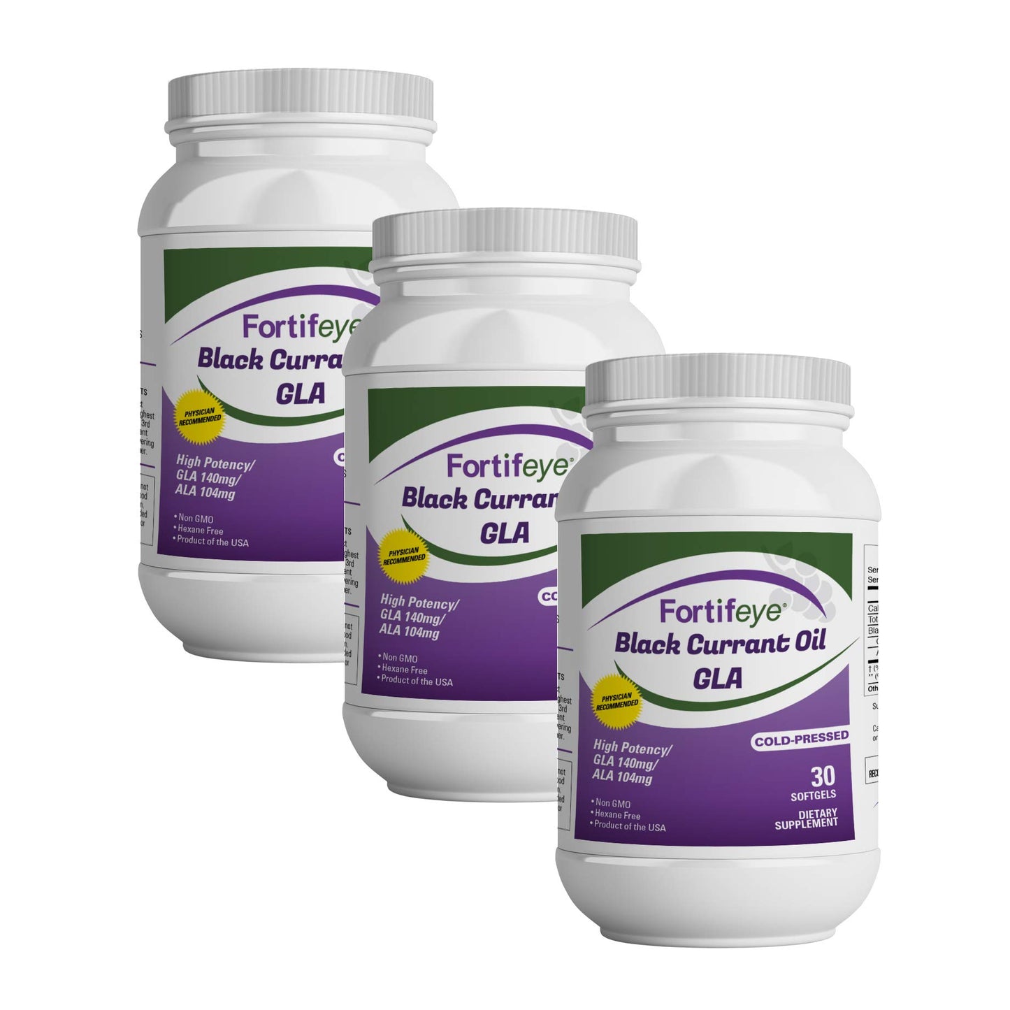 Fortifeye Vitamins Black Currant Oil GLA Soft Gels 90 Count