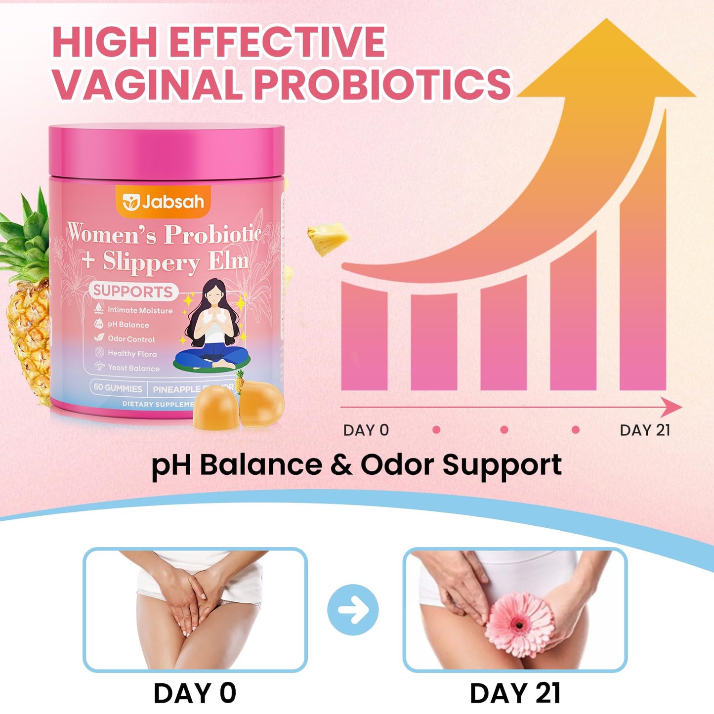 Jabsah Feminine Probiotics for Women Gummy 60 Count