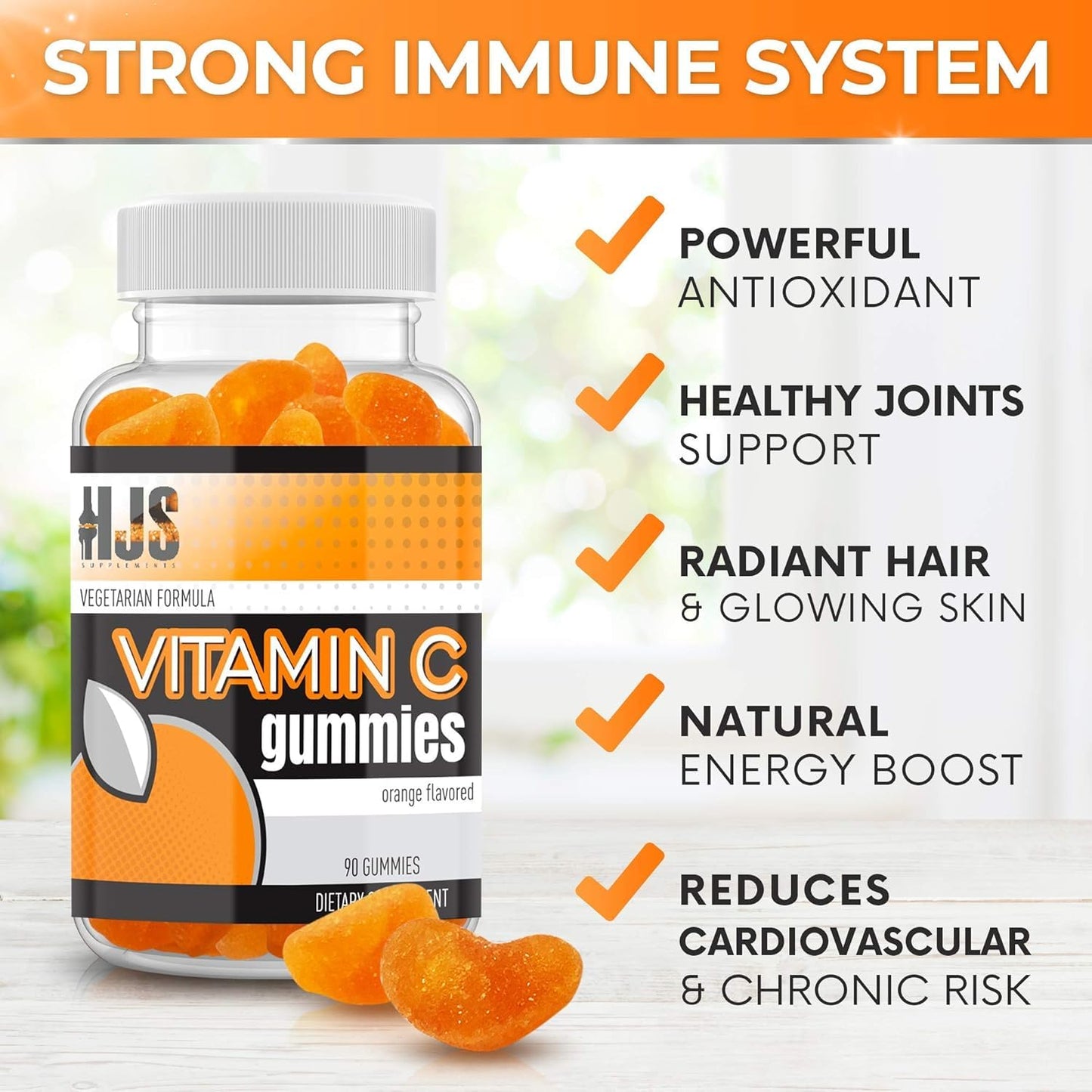 HJS Supplements Vitamin C Gummies 90 Count