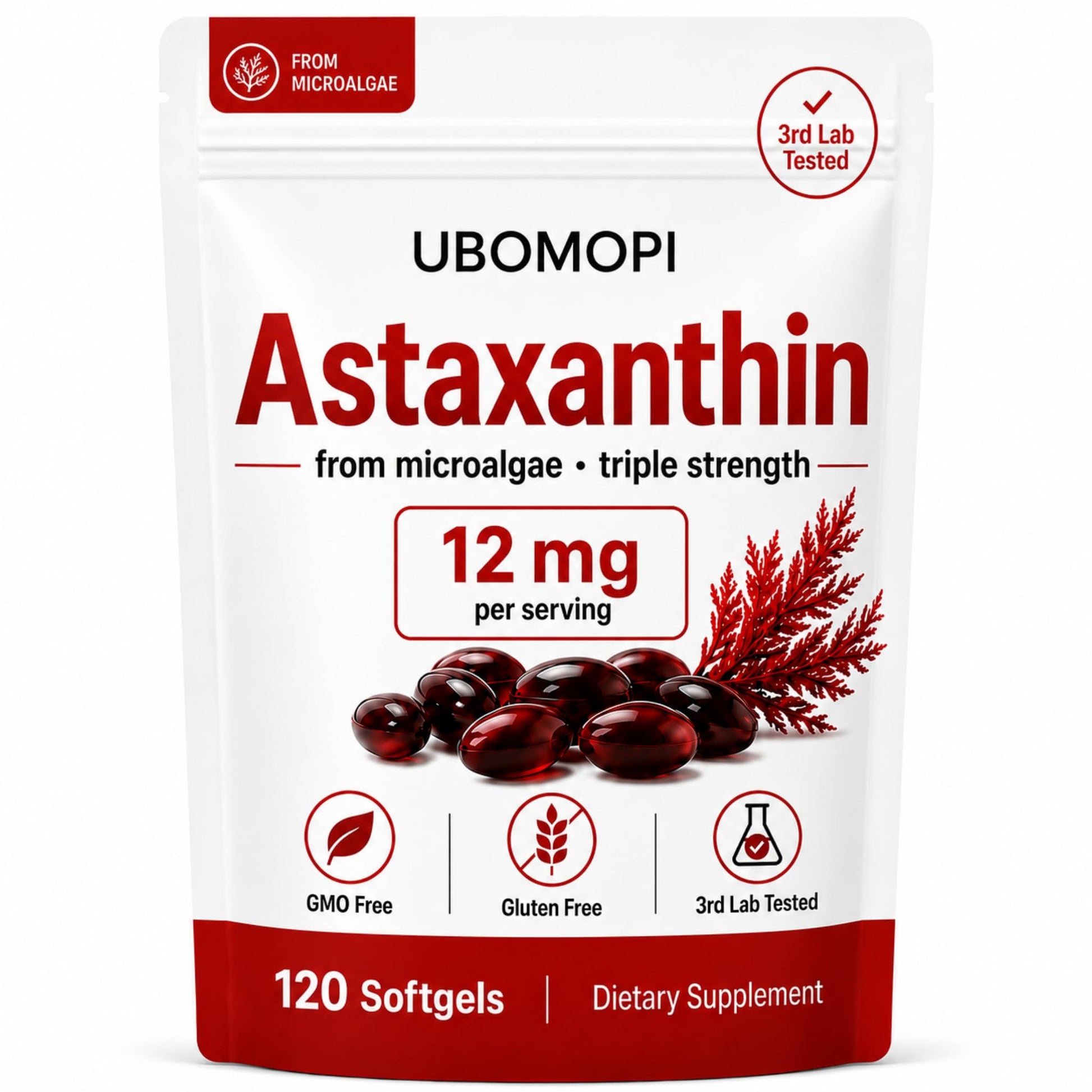 UBOMOPI Astaxanthin 12mg Softgels, 150 Count