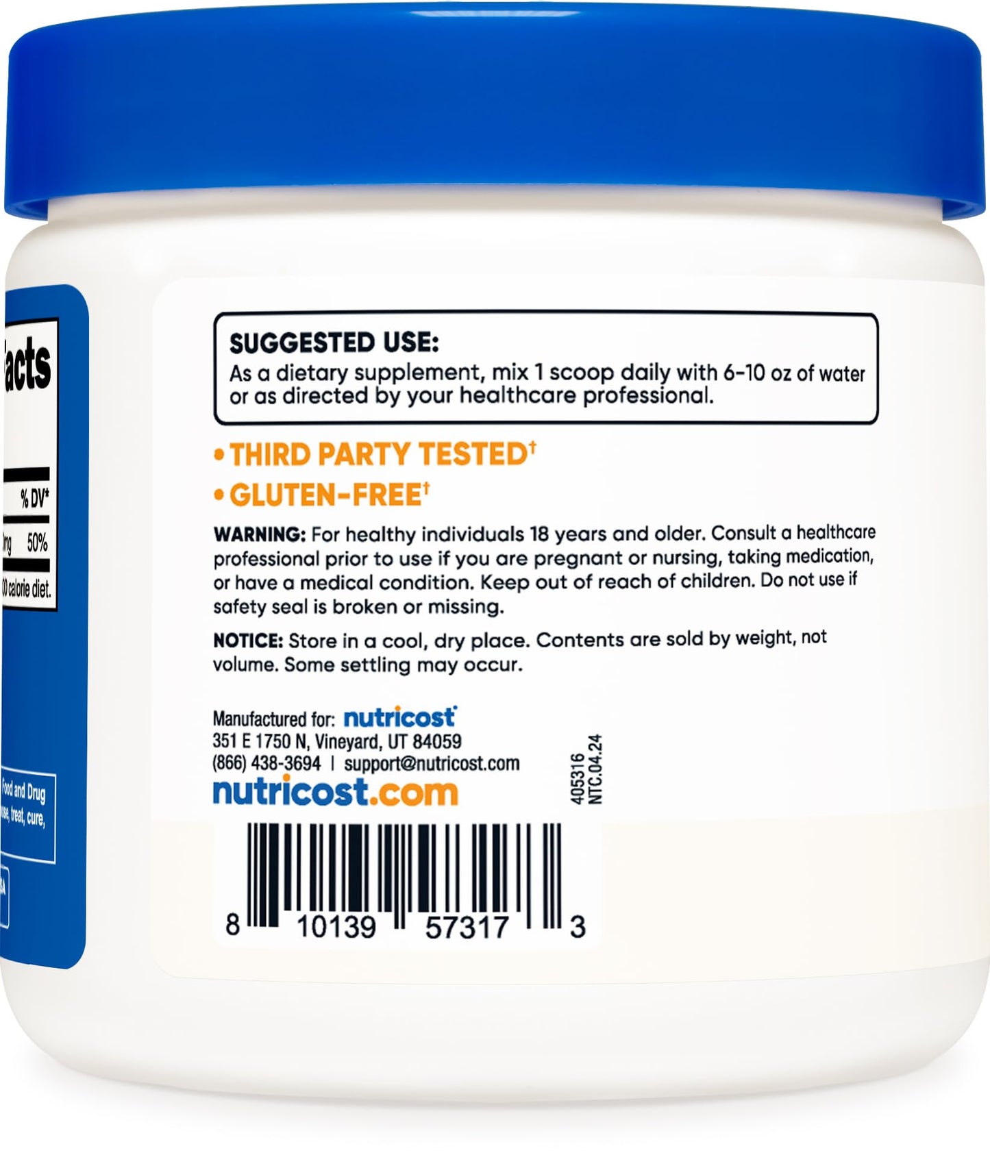 Nutricost Magnesium Citrate Powder, 17.64 Ounce