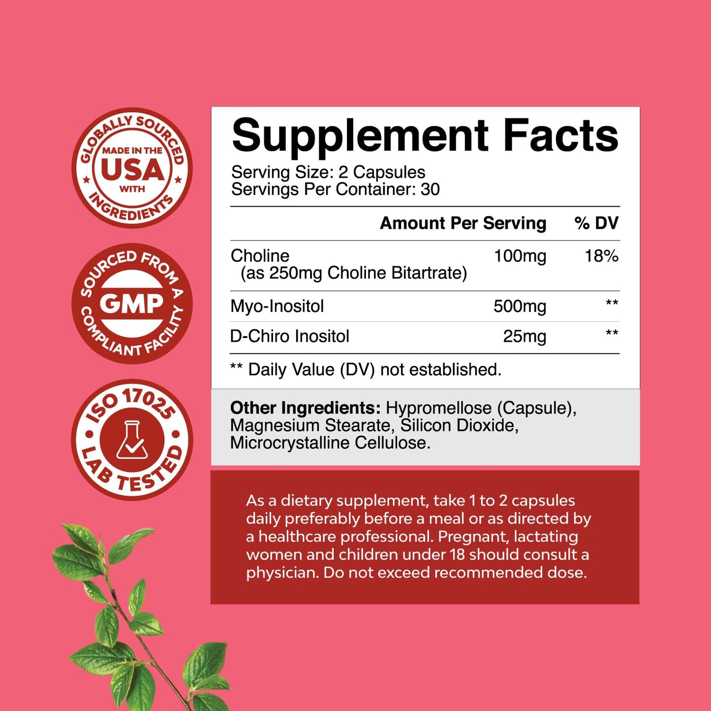 Natures Craft Myo-Inositol & D-Chiro Inositol Supplement for Women Capsules, 60 Count