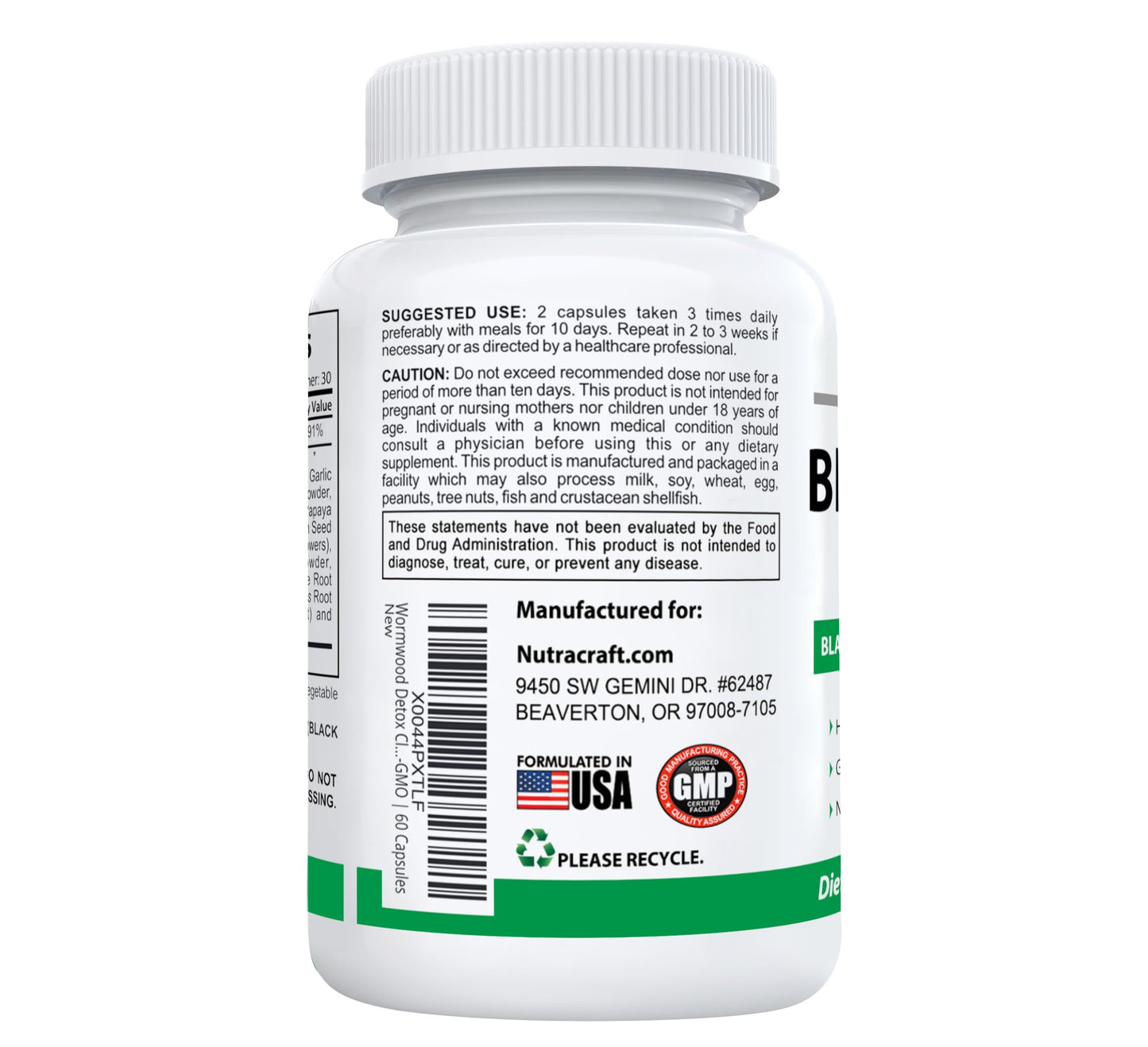 Nutracraft Black Walnut Detox Cleanse Supplement 60 Capsules