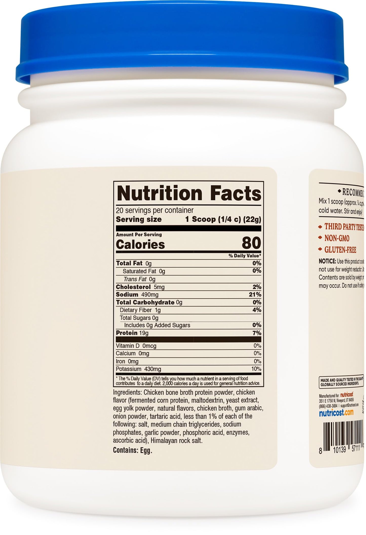 Nutricost Chicken Bone Broth Protein Powder 16.4 oz