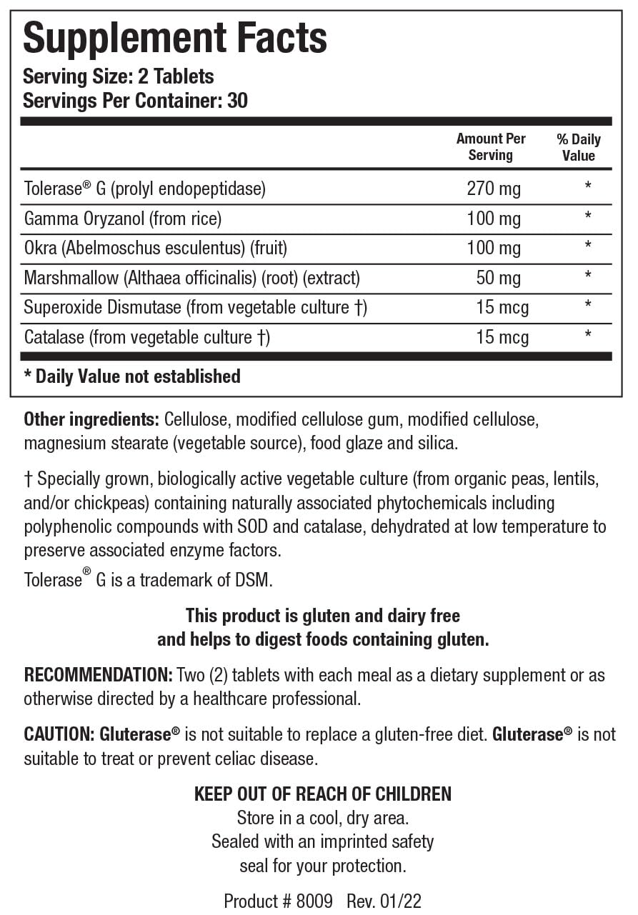 BIOTICS RESEARCH Gluterase Dietary Enzymes for Digesting Gluten 60 Tablets