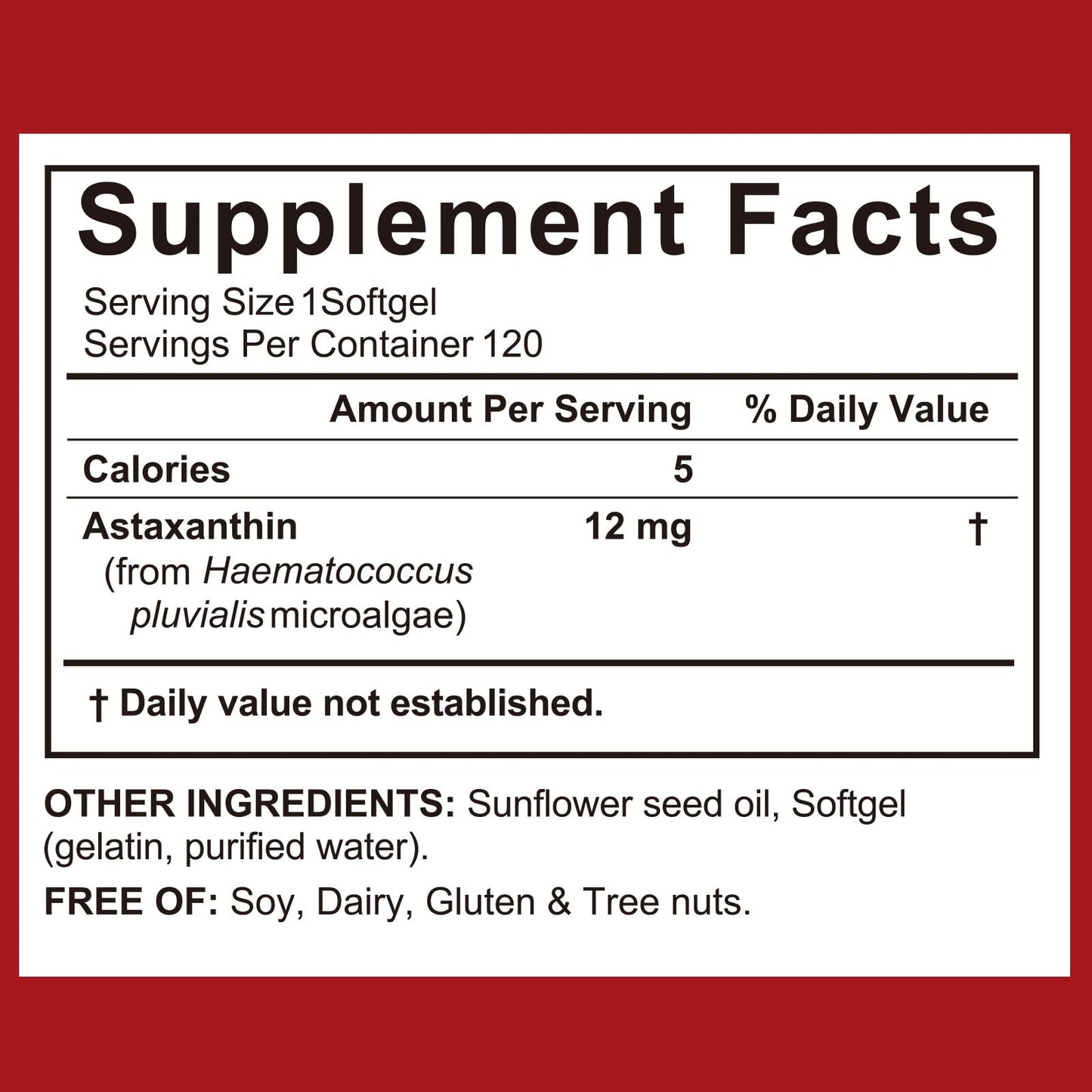 YUEPLATTNMAY Astaxanthin 12mg Softgels, 240 Count