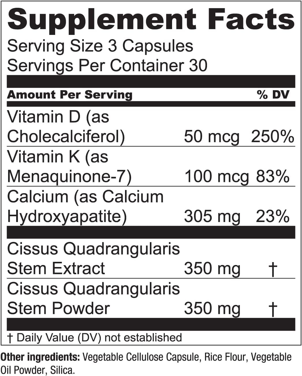 Essential Elements Bone Boost Bone Health Supplement - Bone Support and Calcium Supplement with Vitamin D3, K2, Cissus Quadrangularis for Bone Strength 180 Capsules