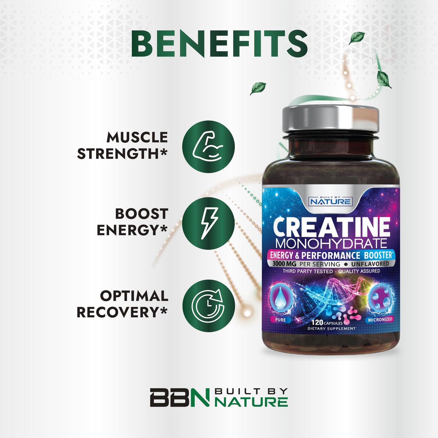 Built by Nature Creatine Monohydrate Capsules 120