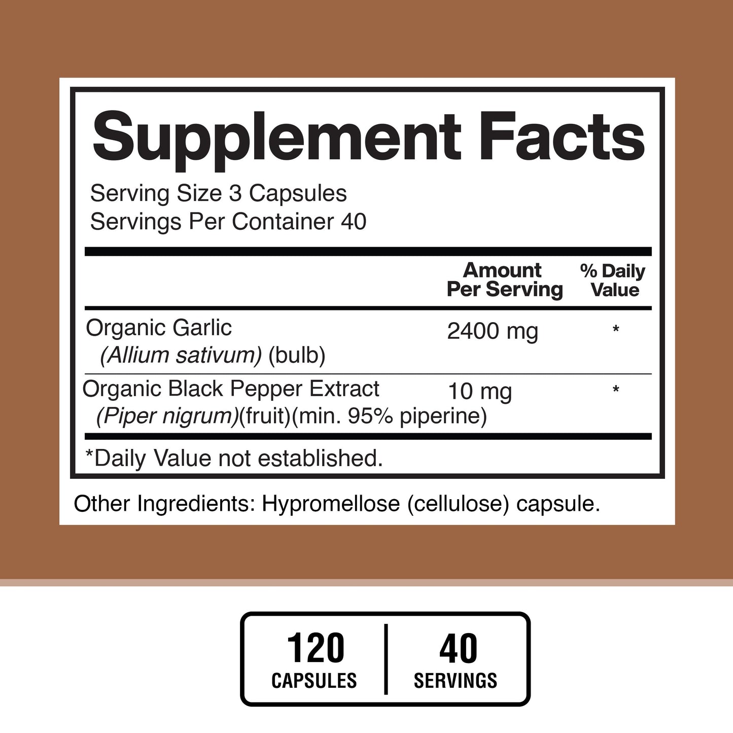 American Standard Supplements Garlic 2400mg Per Serving with Black Pepper Fruit Extract, 240 Capsules