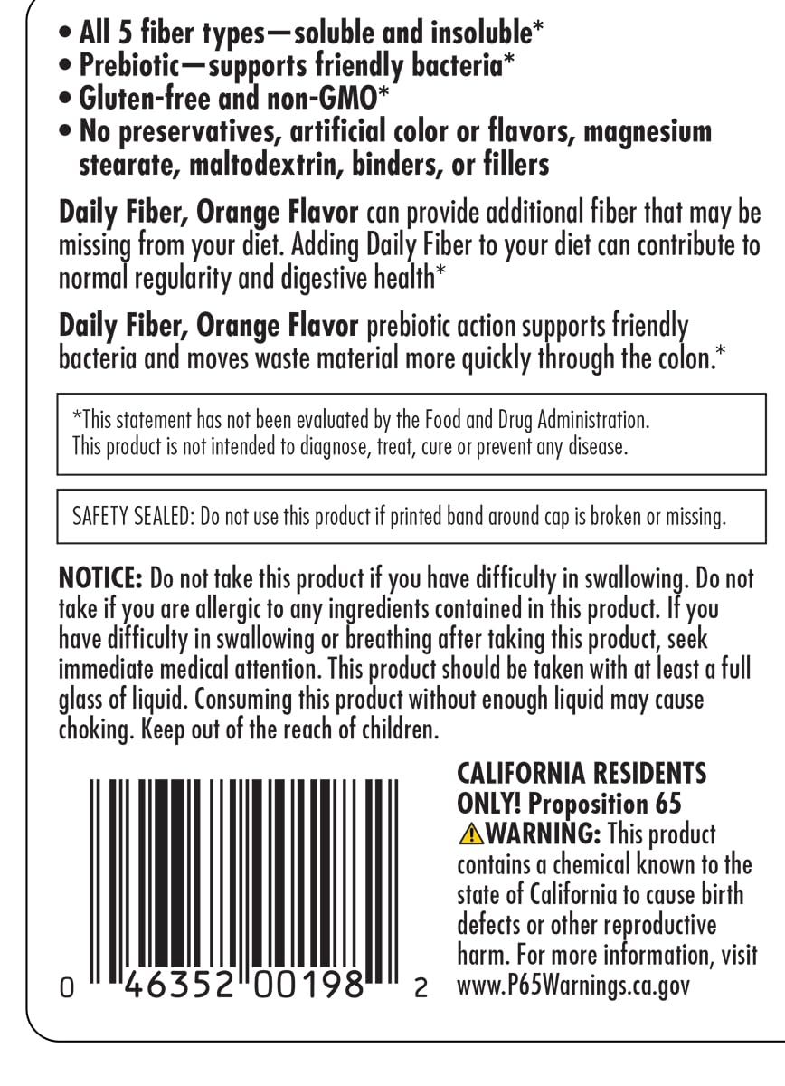 Yerba Prima Orange Daily Fiber Formula Powder 16 oz
