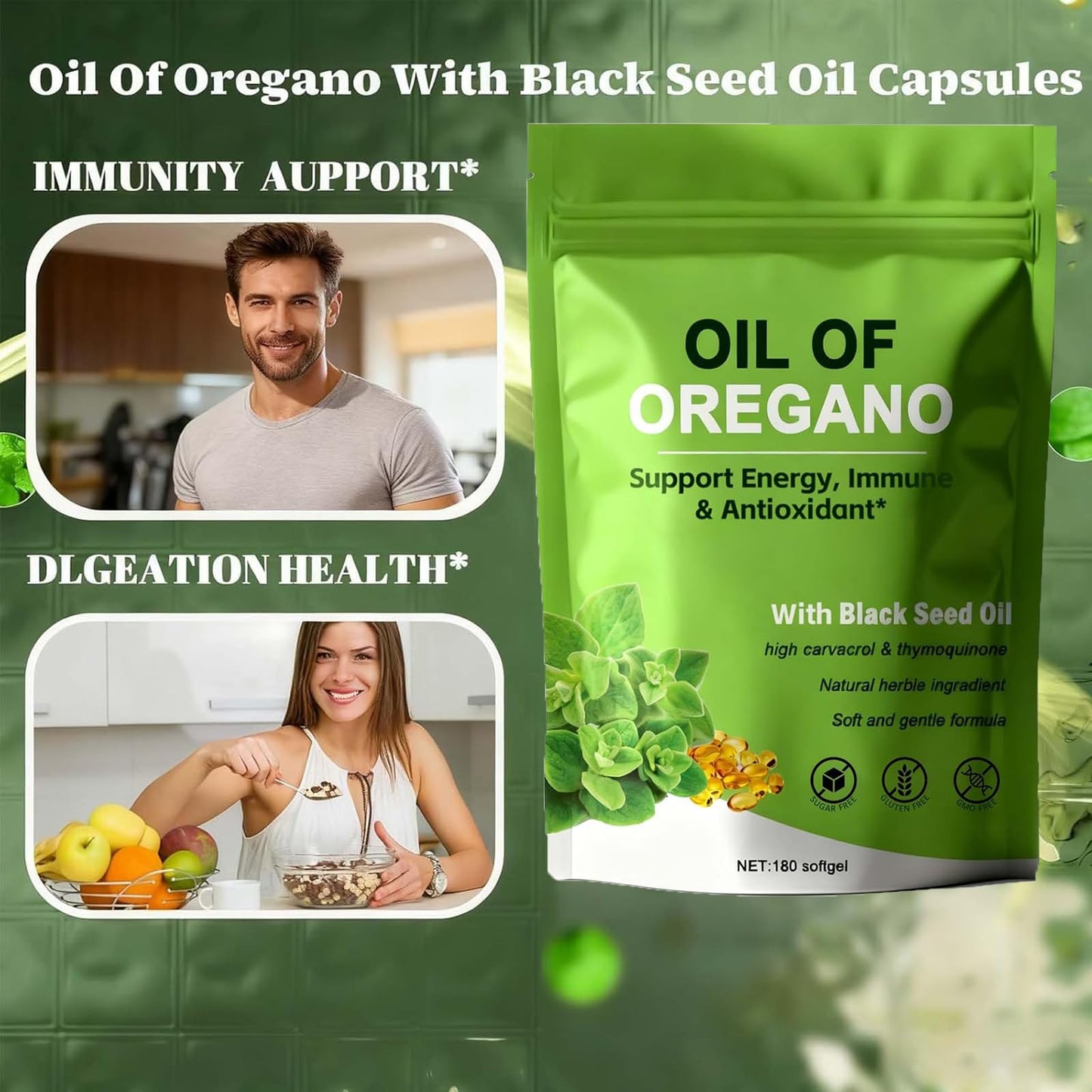 TAFUTY Oil of Oregano with Black Seed Oil Softgel 180