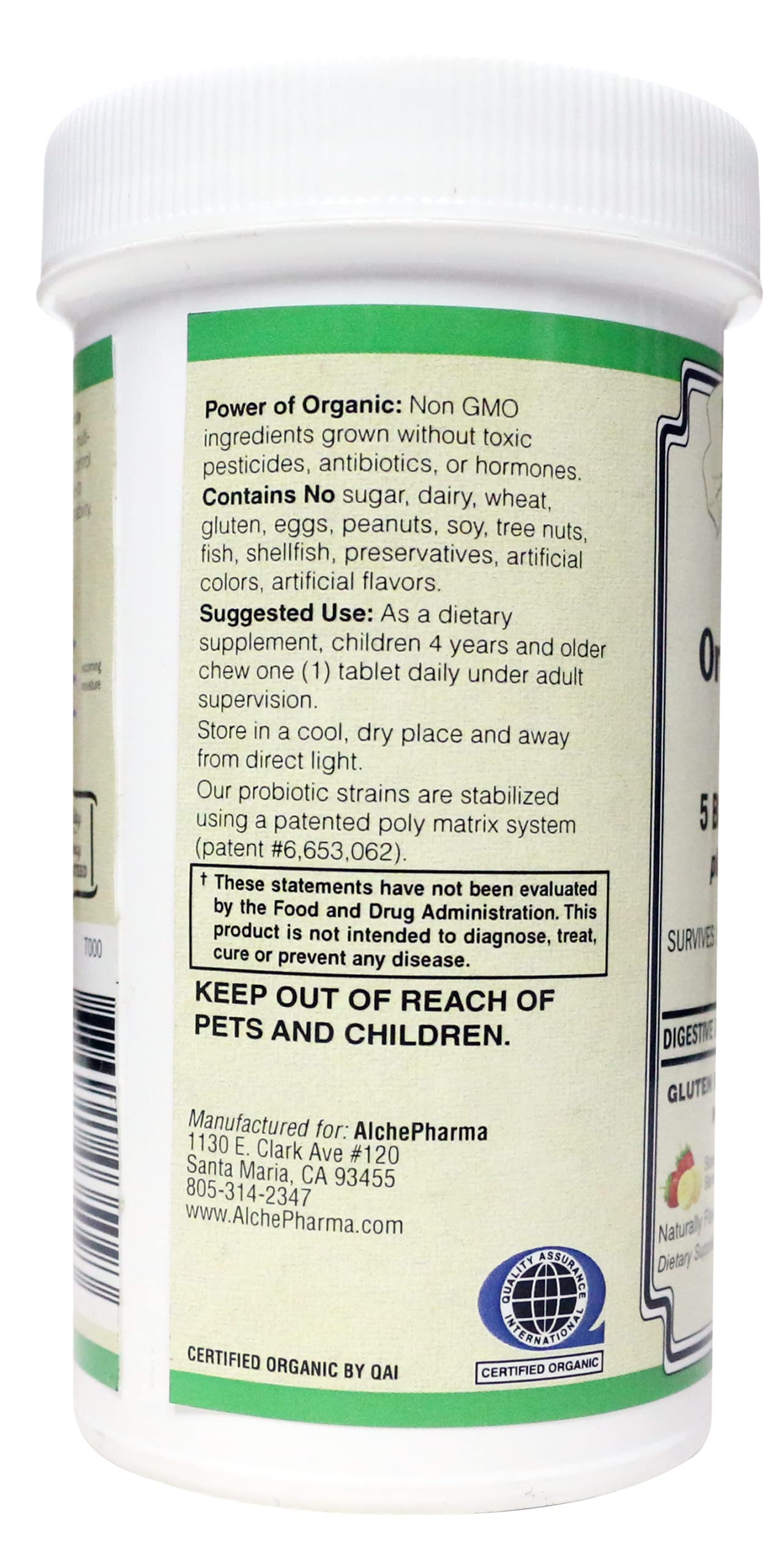 AlchePharma Organic Kids Comfort Probiotic Chewable 1 Count