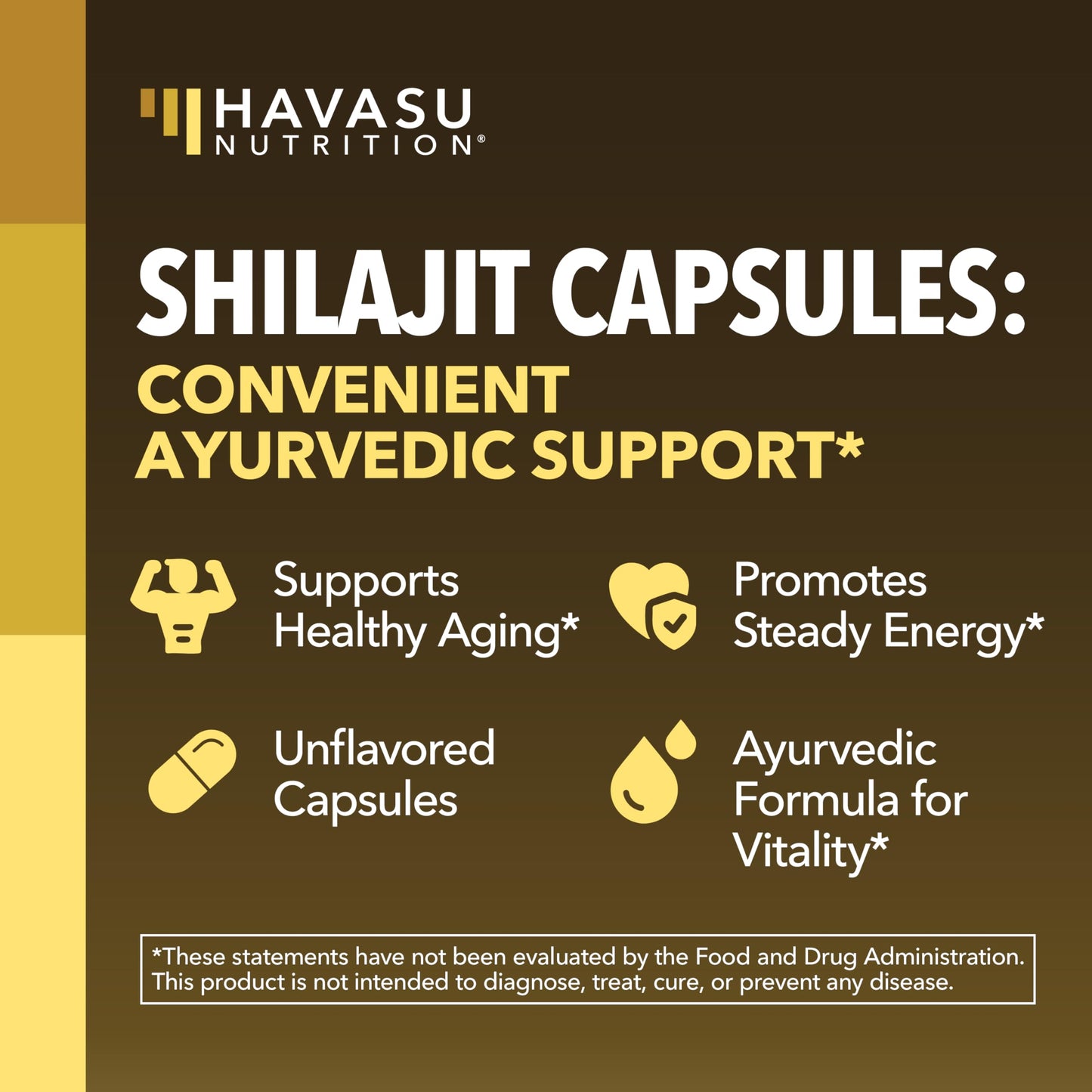 HAVASU NUTRITION Shilajit Capsules 1000mg Shilajit Extract (Standardized to 20% Fulvic Acid) - 60 Count