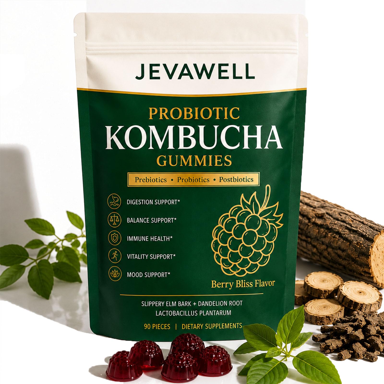 Pillow Daddy Jevawell Probiotic Kombucha Gummies, 90 Gummies