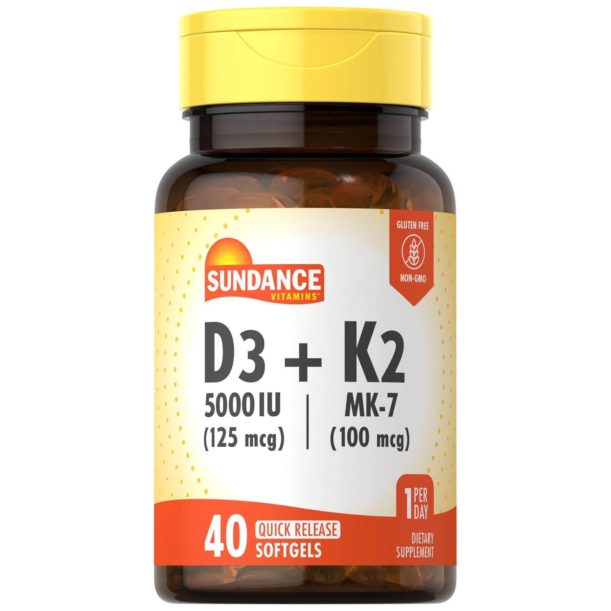 Sundance Vitamin D3 K2 5000 IU Softgels 40 Count