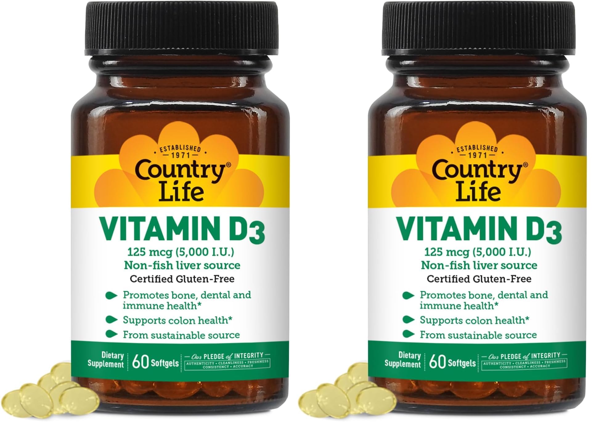 Country Life Vitamin D3 5000 IU Capsules 120 Count