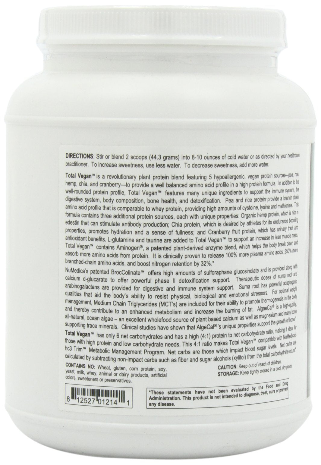 NuMedica Total Vegan Chocolate Delight Protein Powder, 21.86 Ounce, 14 Servings