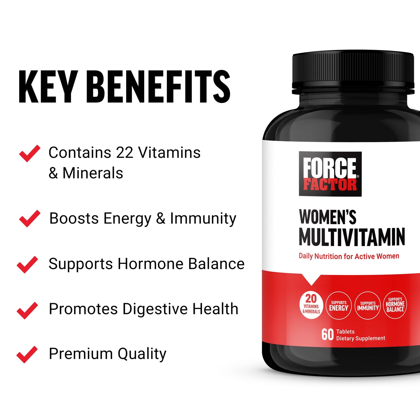 Force Factor Women's Multivitamin with 20 Vitamins & Minerals Tablet 60 Count