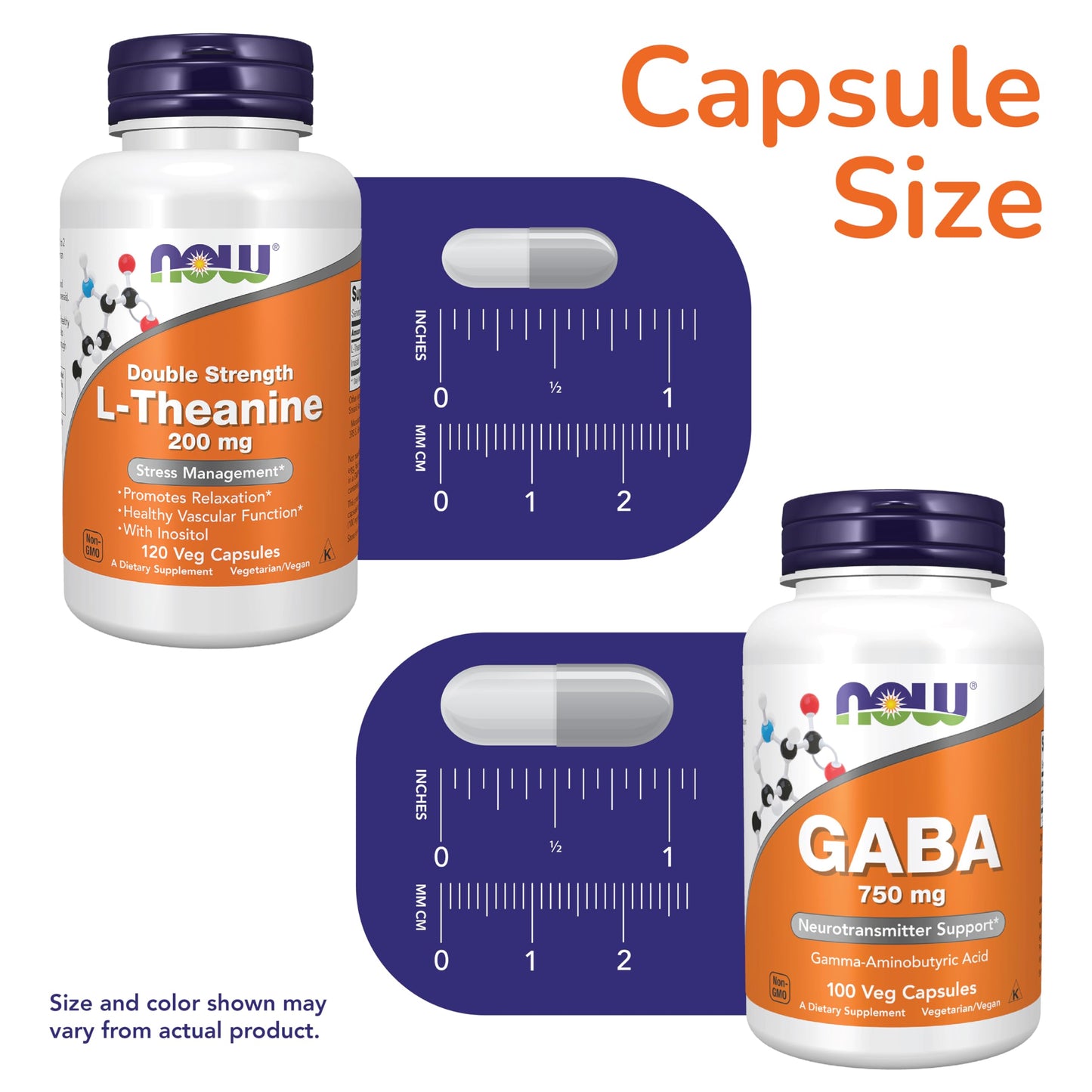 NOW Foods L-Theanine 200 mg with Inositol and GABA 750 mg Veg Capsules, 220 Count