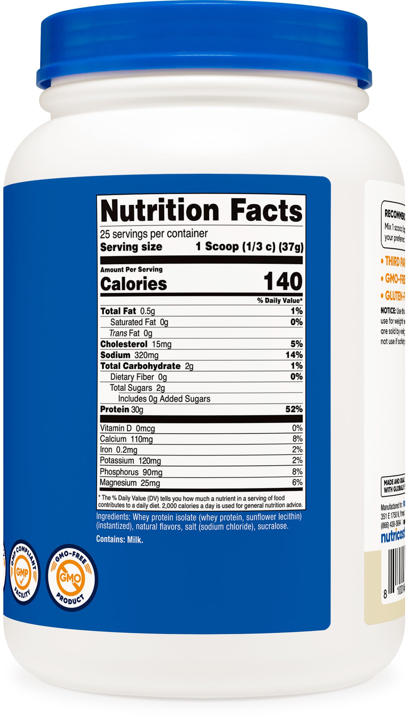 Nutricost Whey Protein Isolate Powder, 32 Servings