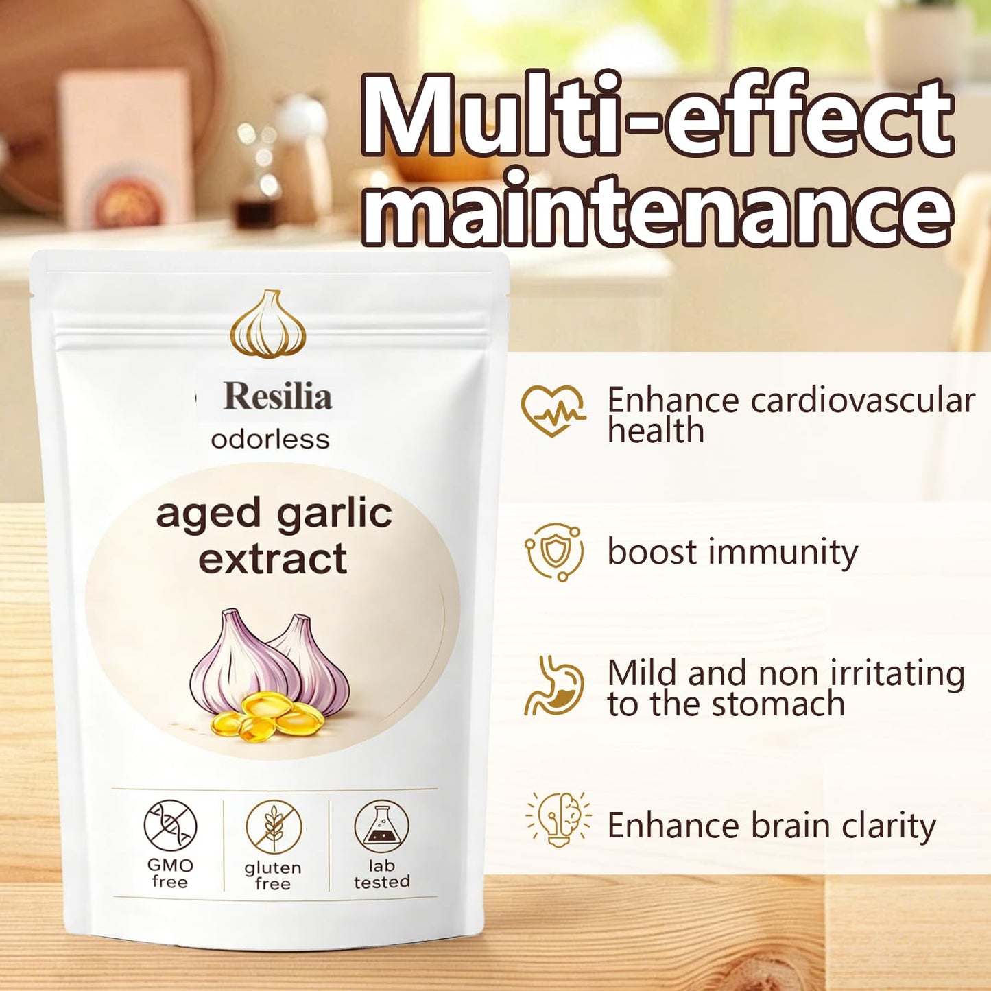Ethris Resilia Aged Garlic Extract Capsules, 240 Count