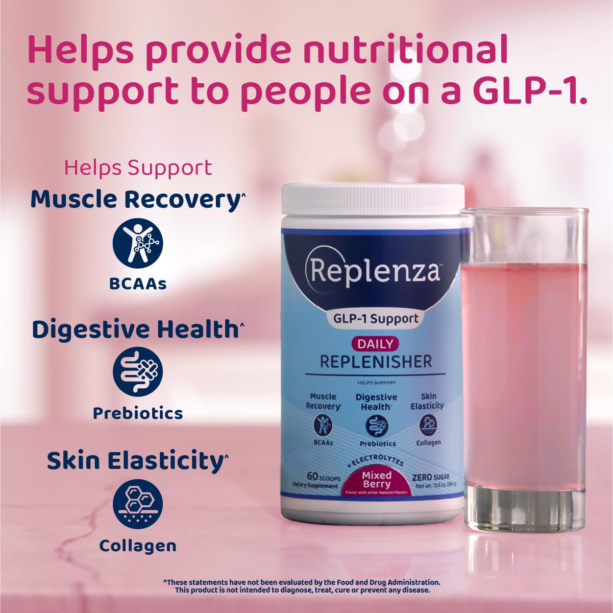 Replenza Daily Replenisher GLP-1 Nutritional Support Powder, 13.5 oz