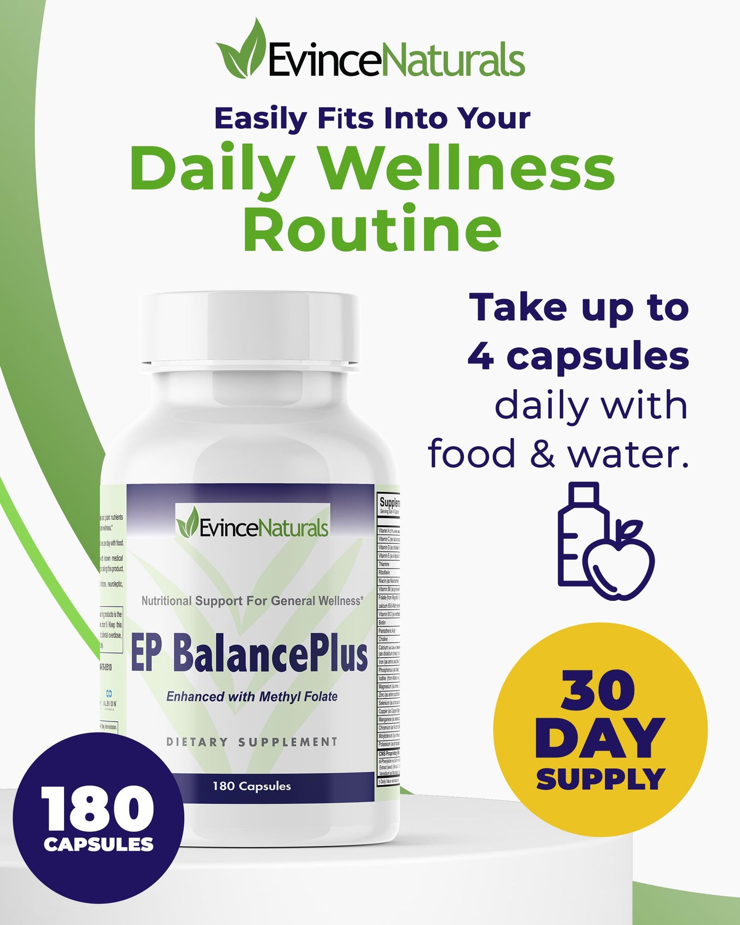 EvinceNaturals EP BalancePlus Multivitamin for Adults 180 Capsules