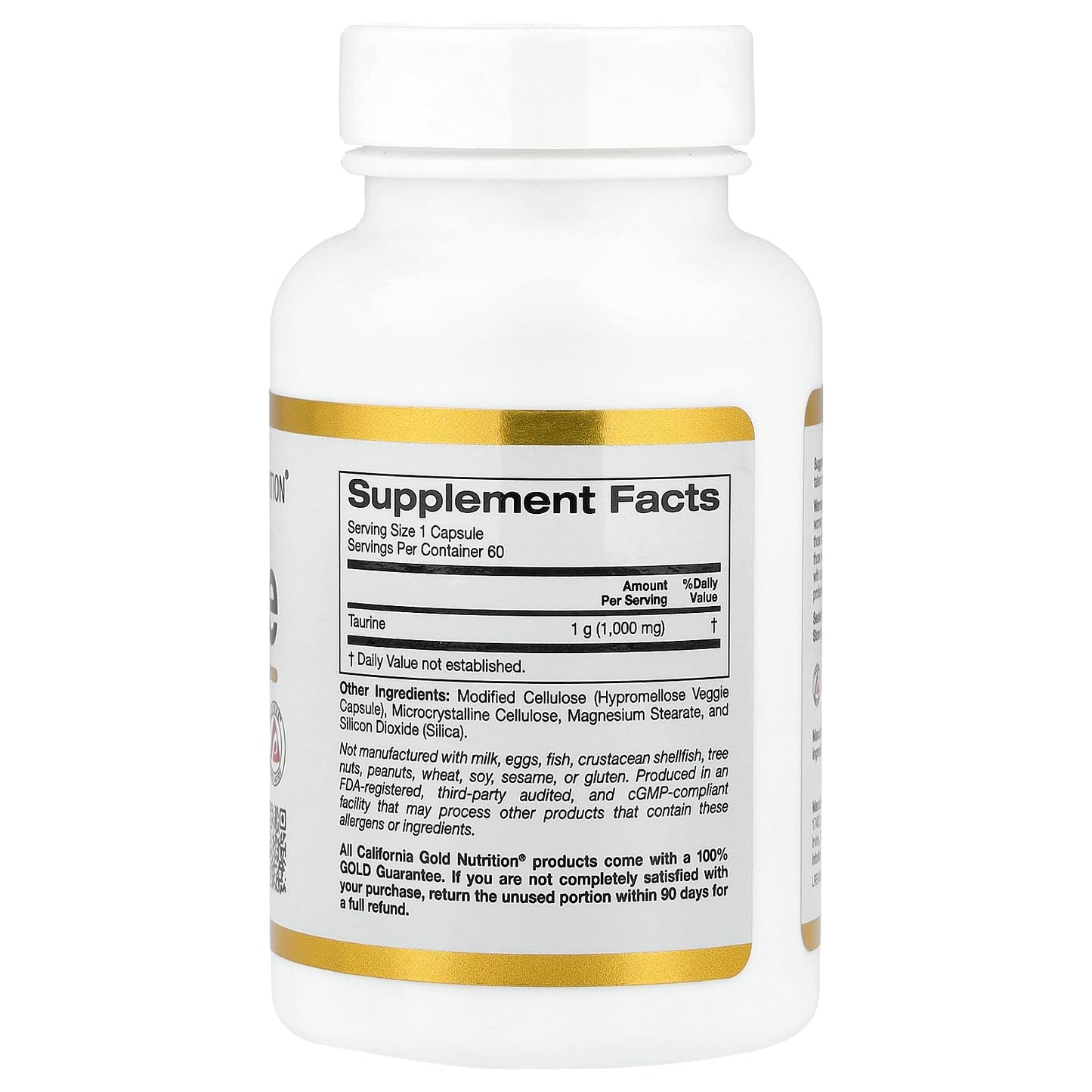 California Gold Nutrition Taurine 1,000 mg, 60 Capsules