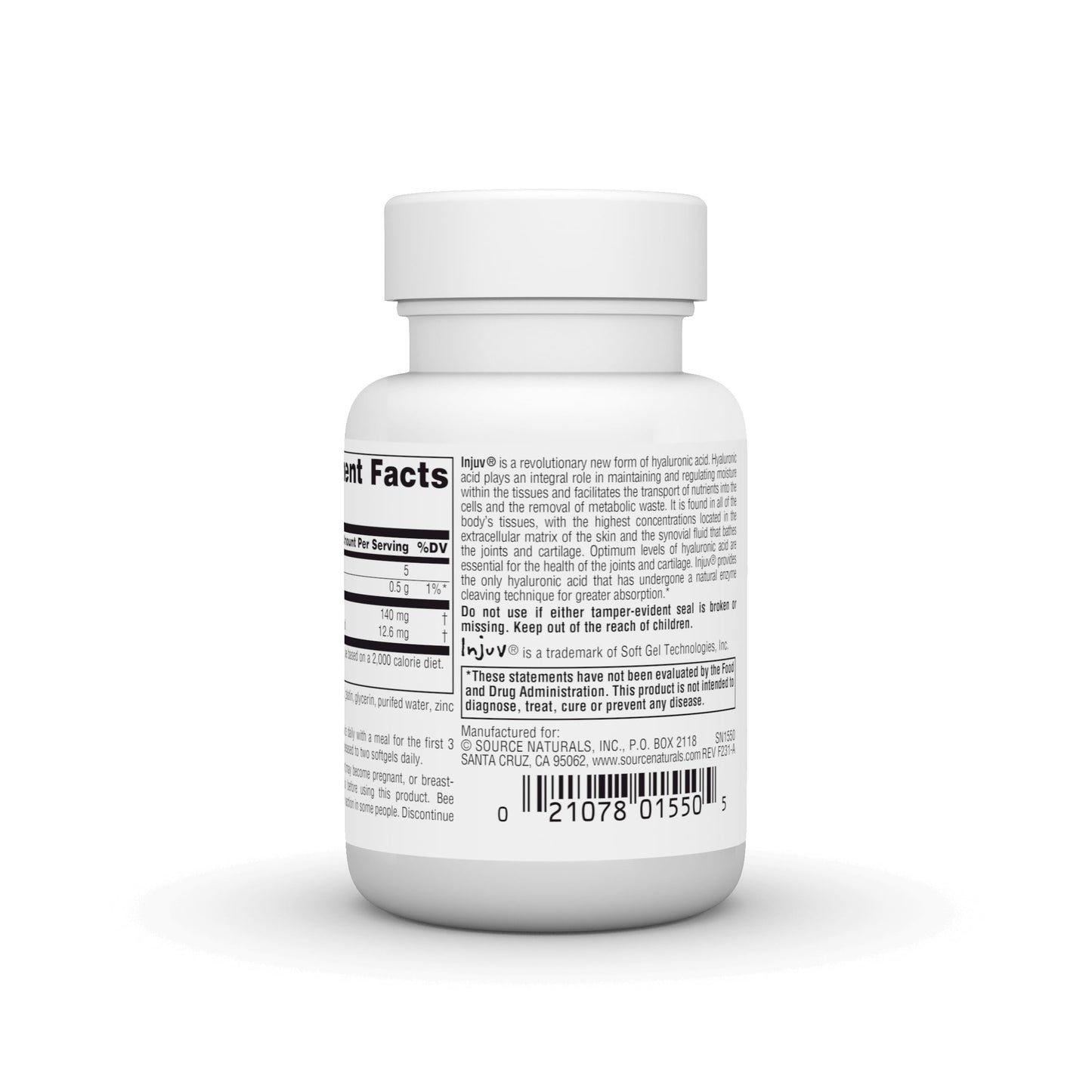 Source Naturals Hyaluronic Acid Injuv 70mg Softgels, 60 Count