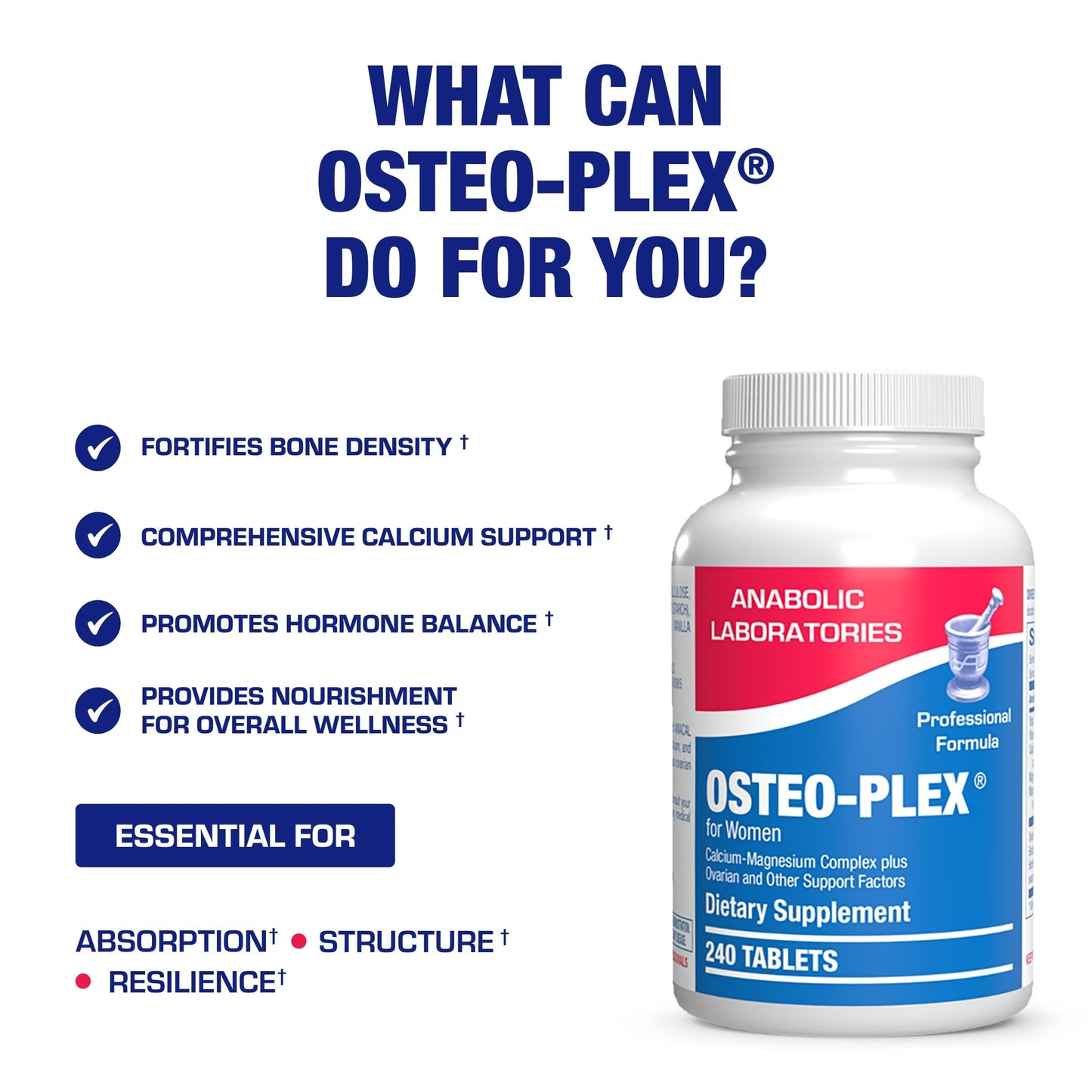 Anabolic Laboratories Osteo-Plex Bone Health Supplement for Women Tablets 240 Count