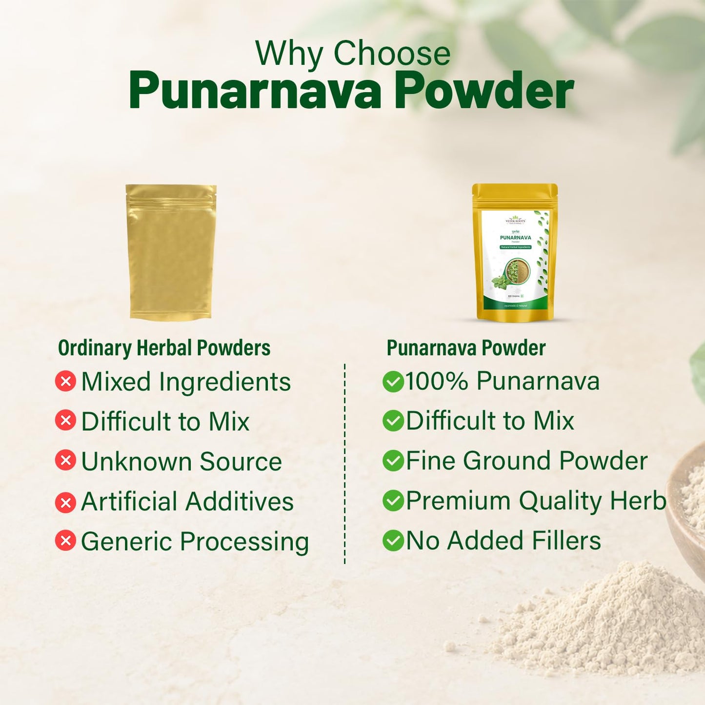 VEDIKROOTS Punarnava Powder 3.53 Ounce
