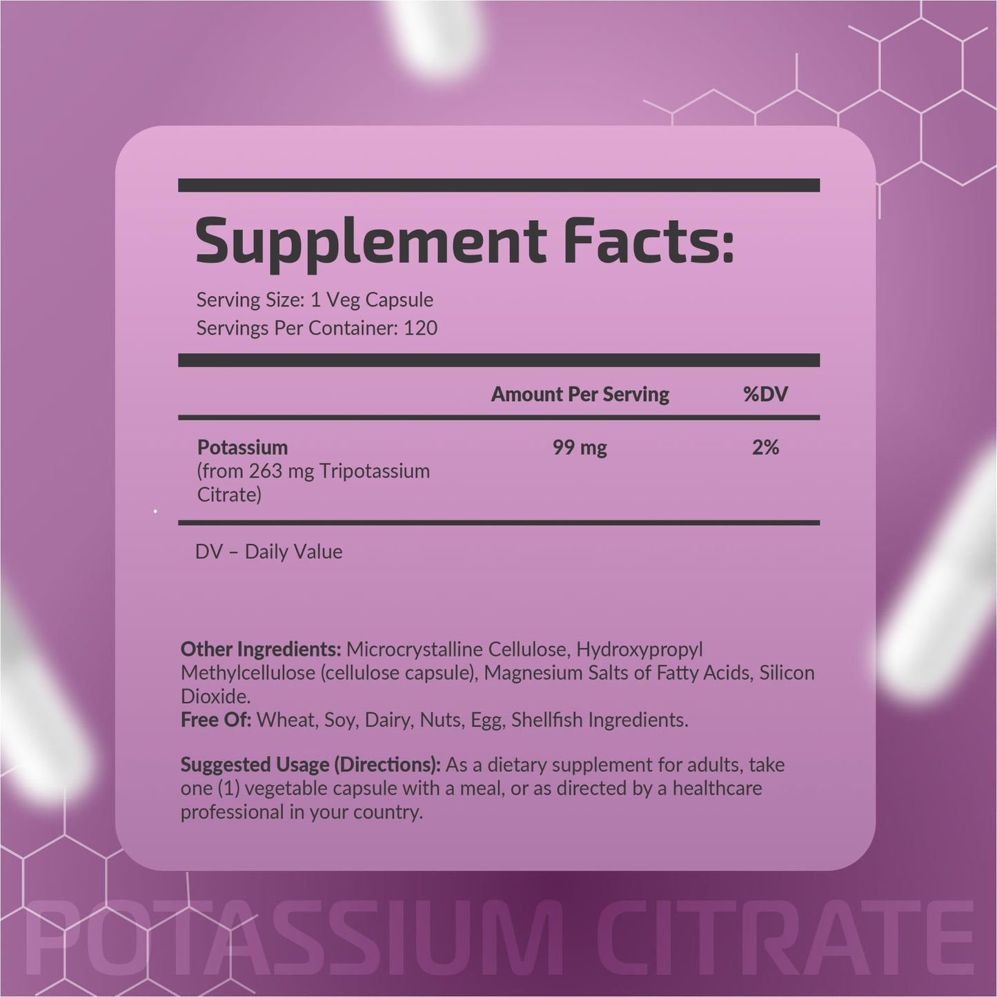 Fuelup Potassium Citrate 99 mg Capsules, 120 Count