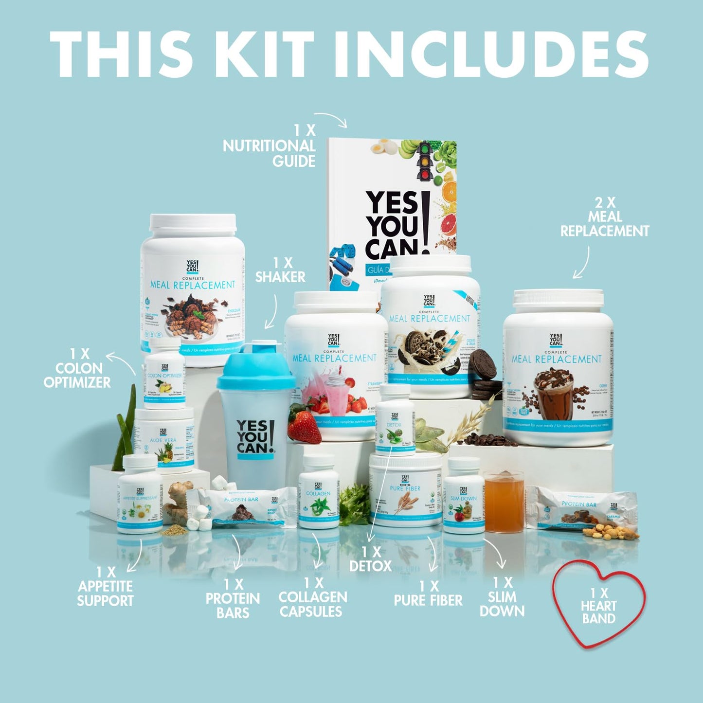 Yes You Can! All-in-One Kit Meal Replacement Shakes Aloe Vera & Snacks Powder, 240 oz