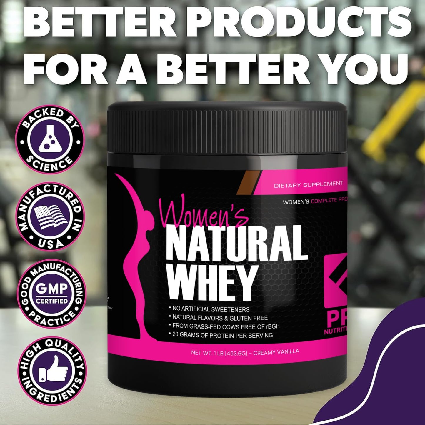 PRO NUTRITION LABS Her Natural Whey Protein Powder Creamy Vanilla, 16 Servings