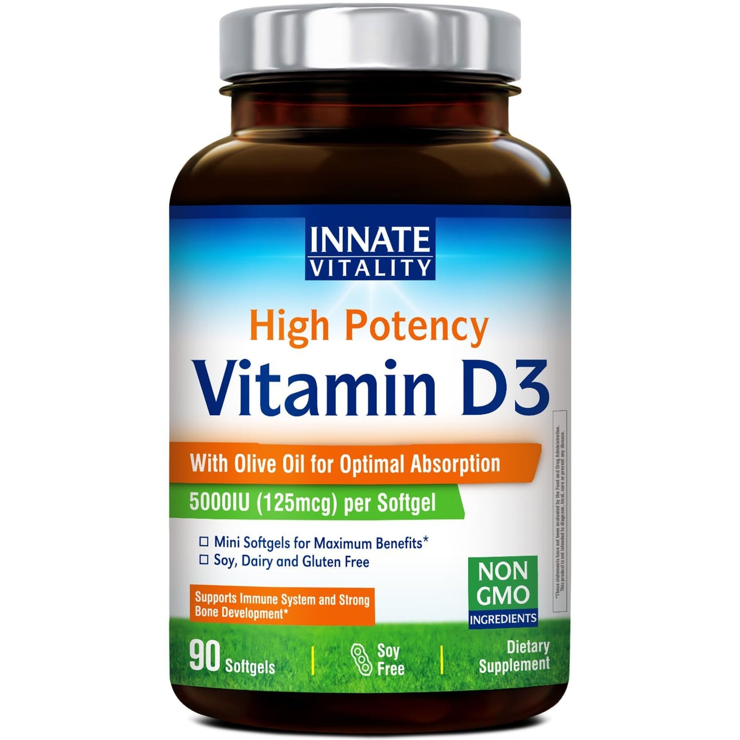 Innate Vitality Vitamin D3 5000 IU (125 mcg) 90 Softgels