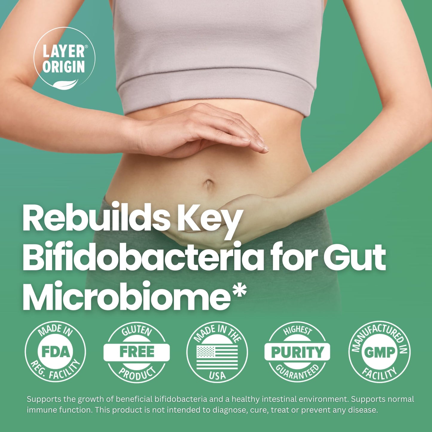 Layer Origin PureBifido Probiotics Capsule, 60 Count