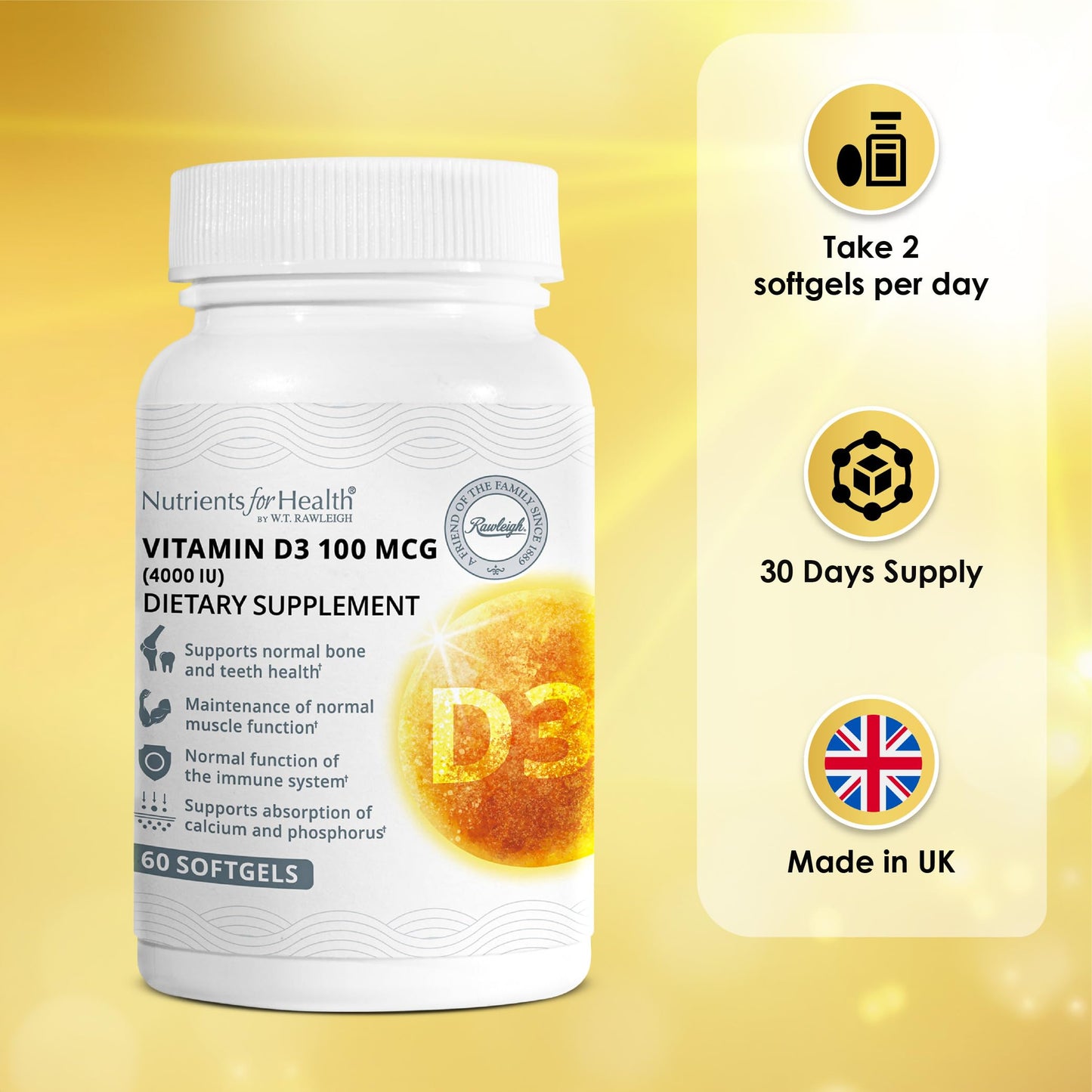 Rawleigh Vitamin D3 50 MCG Softgels 60 Count