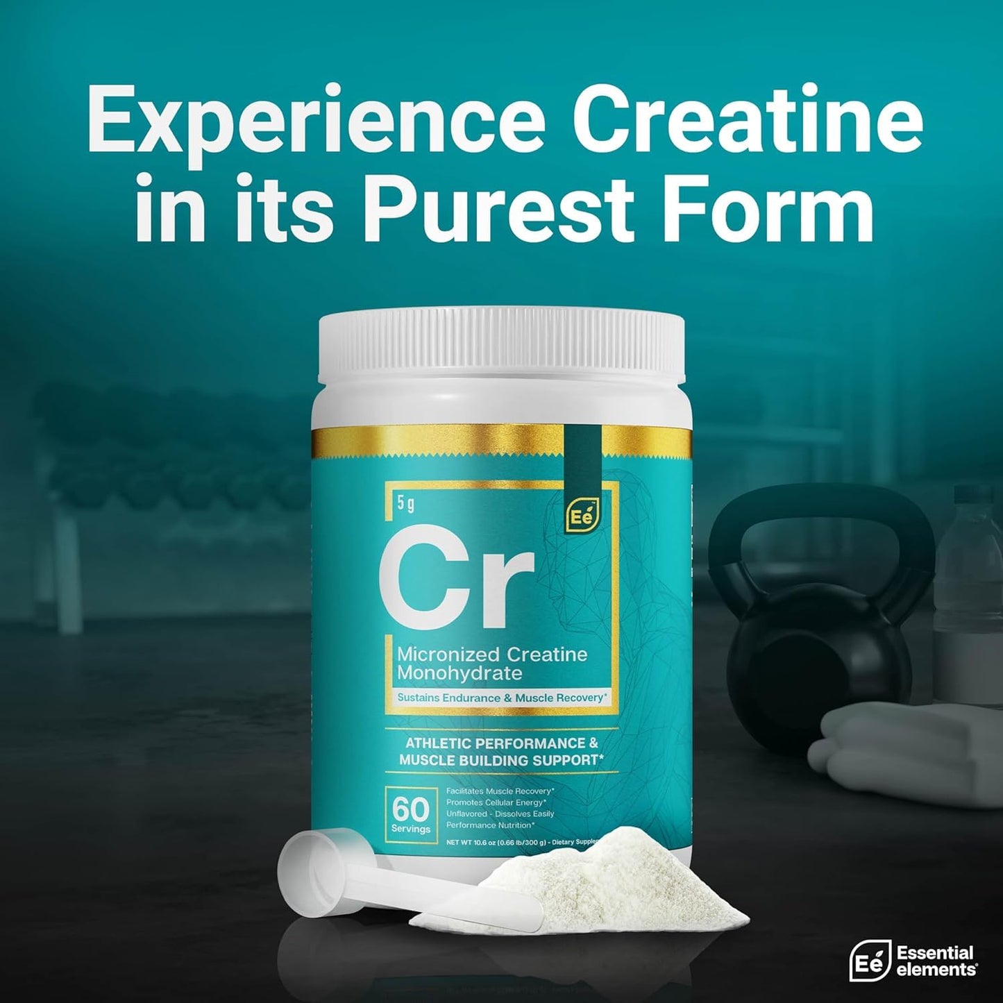 Essential Elements Micronized Creatine Monohydrate Powder 22 Servings