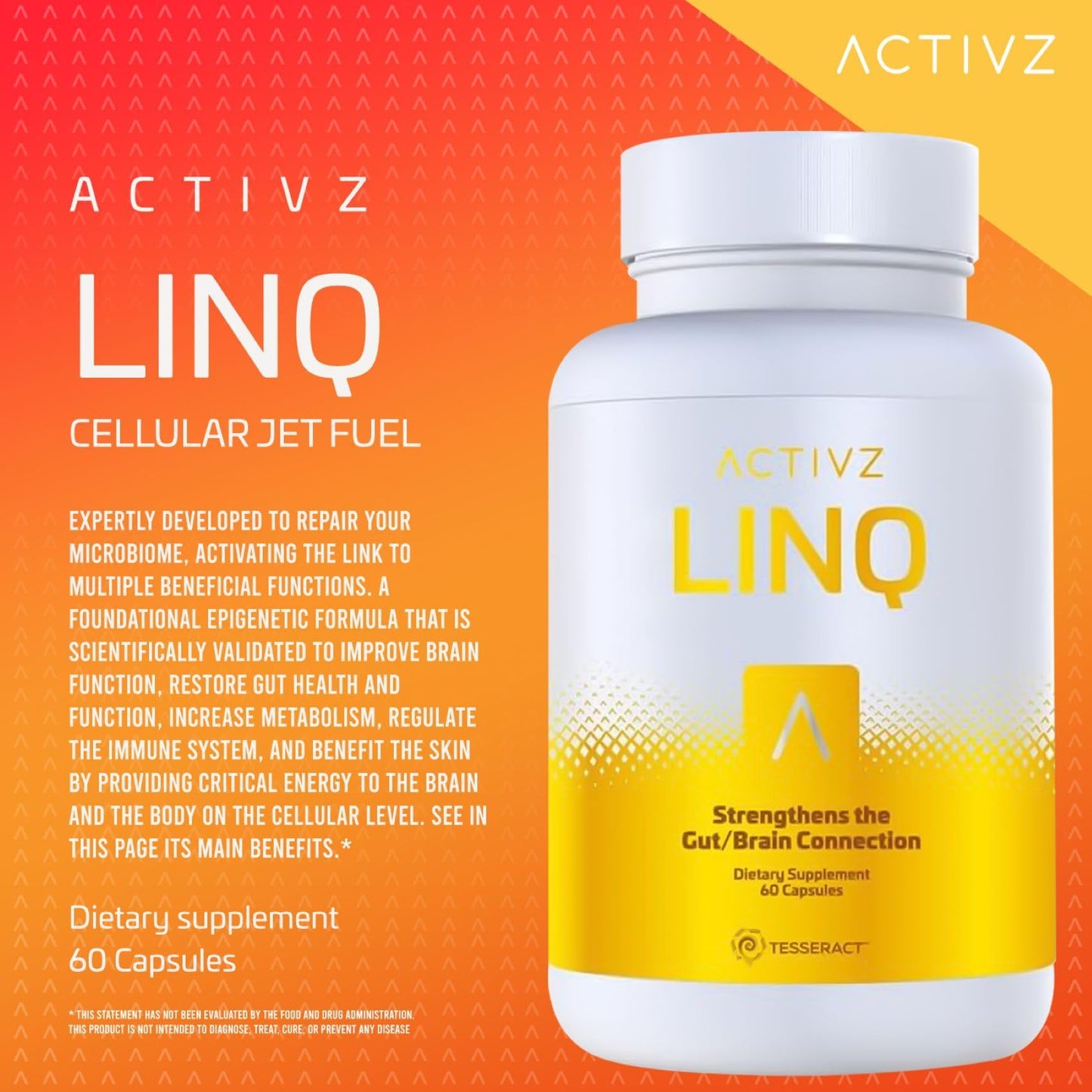 ACTIVZ LINQ Advanced Epigenetic Formula for Brain Function, Gut Health, Skin Radiance, and Immune Support 60 Capsules