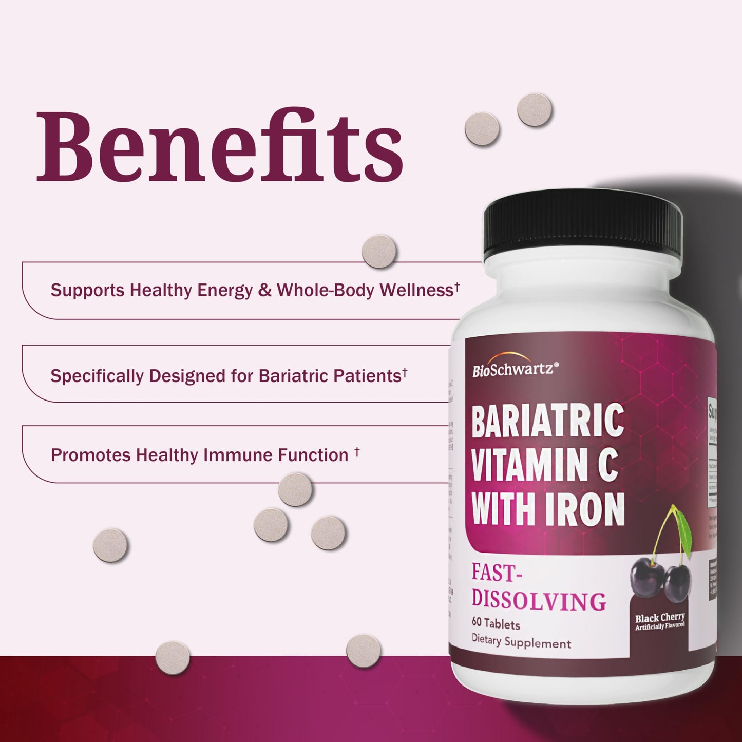 BioSchwartz Bariatric Vitamin C with Iron 45mg Tablets, 60 Count