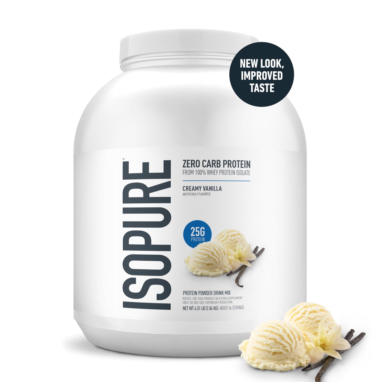 Isopure Zero Carb 100% Pure Whey Isolate Protein Powder, Creamy Vanilla, 72 Servings, 4.5 Lbs