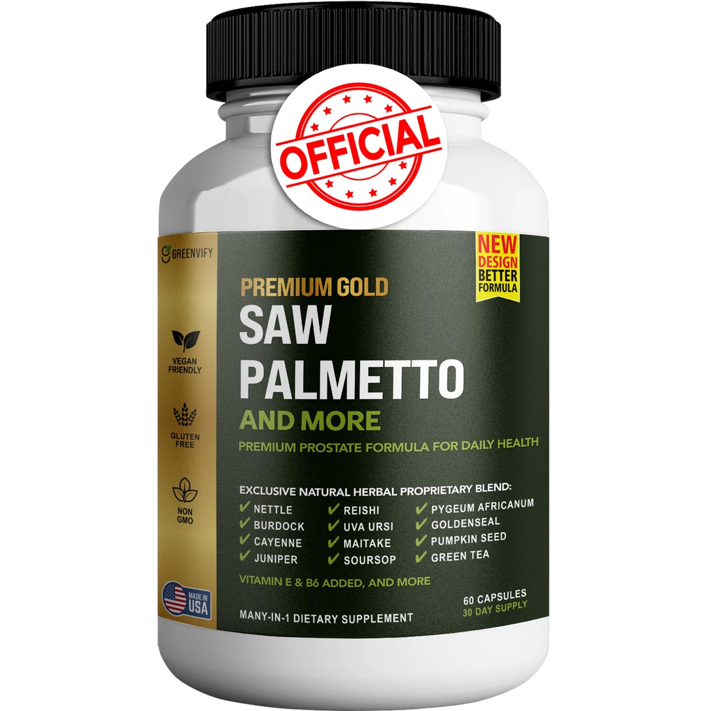 GREENVIFY Saw Palmetto for Men Prostate Supplement Capsule, 60 Count